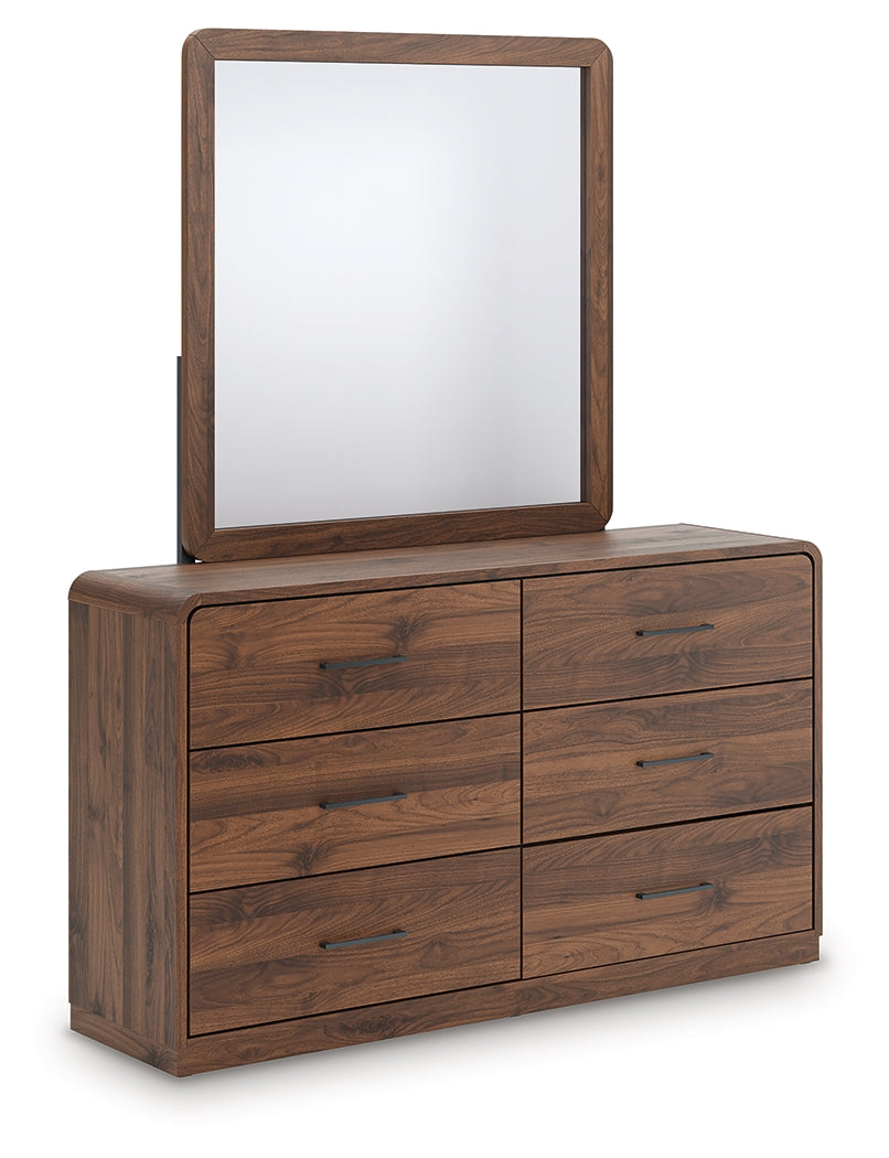 Luxury Living Gallery - Ashley Furniture - Fortlorn Bedroom - Dresser and Mirror / Walnut Brown - PCB386B1