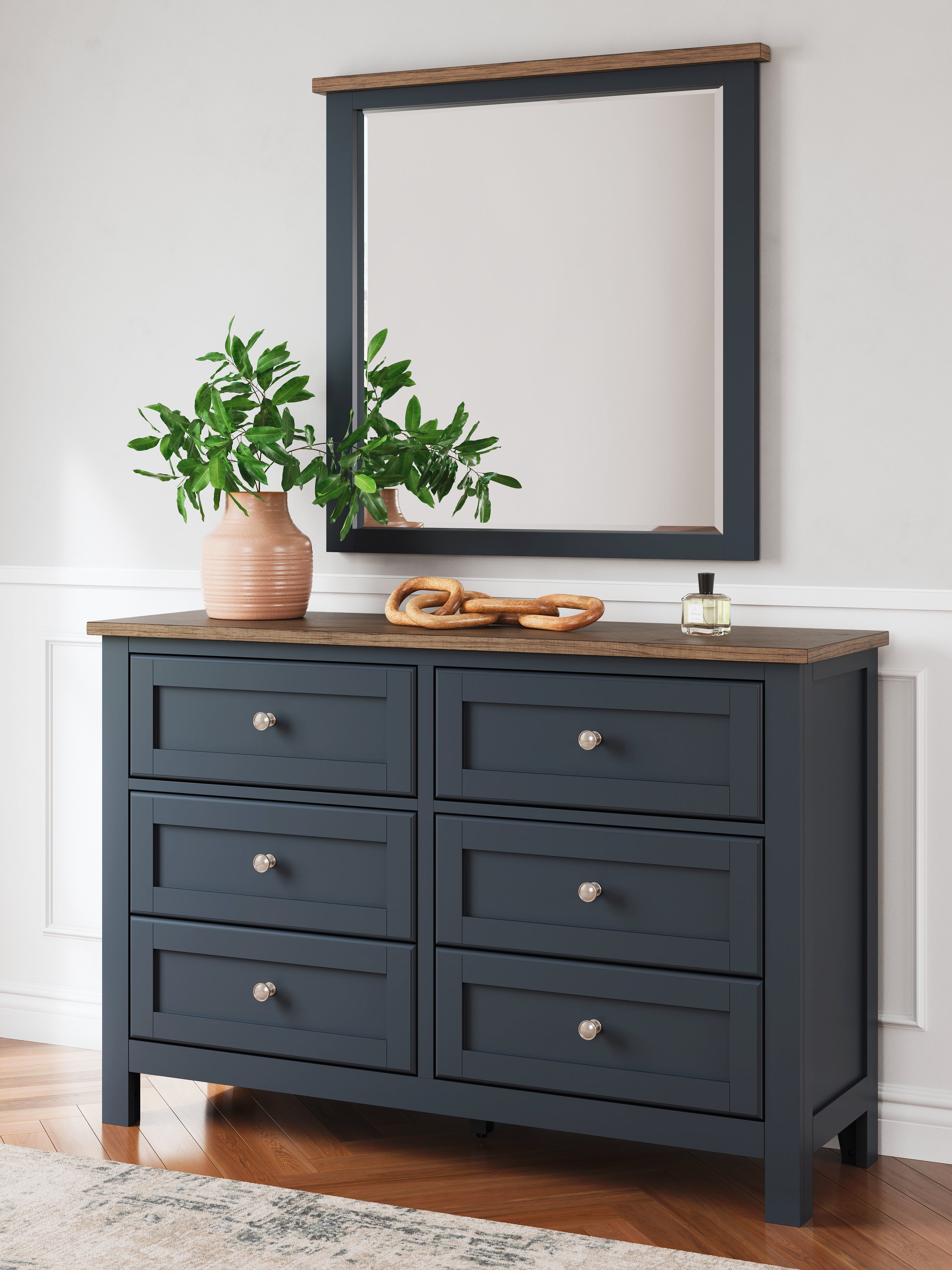 Luxury Living Gallery - Ashley Furniture - Landocken Bedroom - Dresser and Mirror / Brown/Blue - B414B1