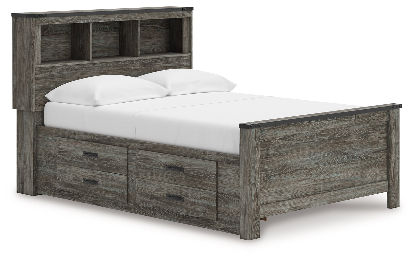 Luxury Living Gallery - Ashley Furniture - Frandern Bedroom - Full Bookcase Panel Bed with Storage / Gray - B4480B9