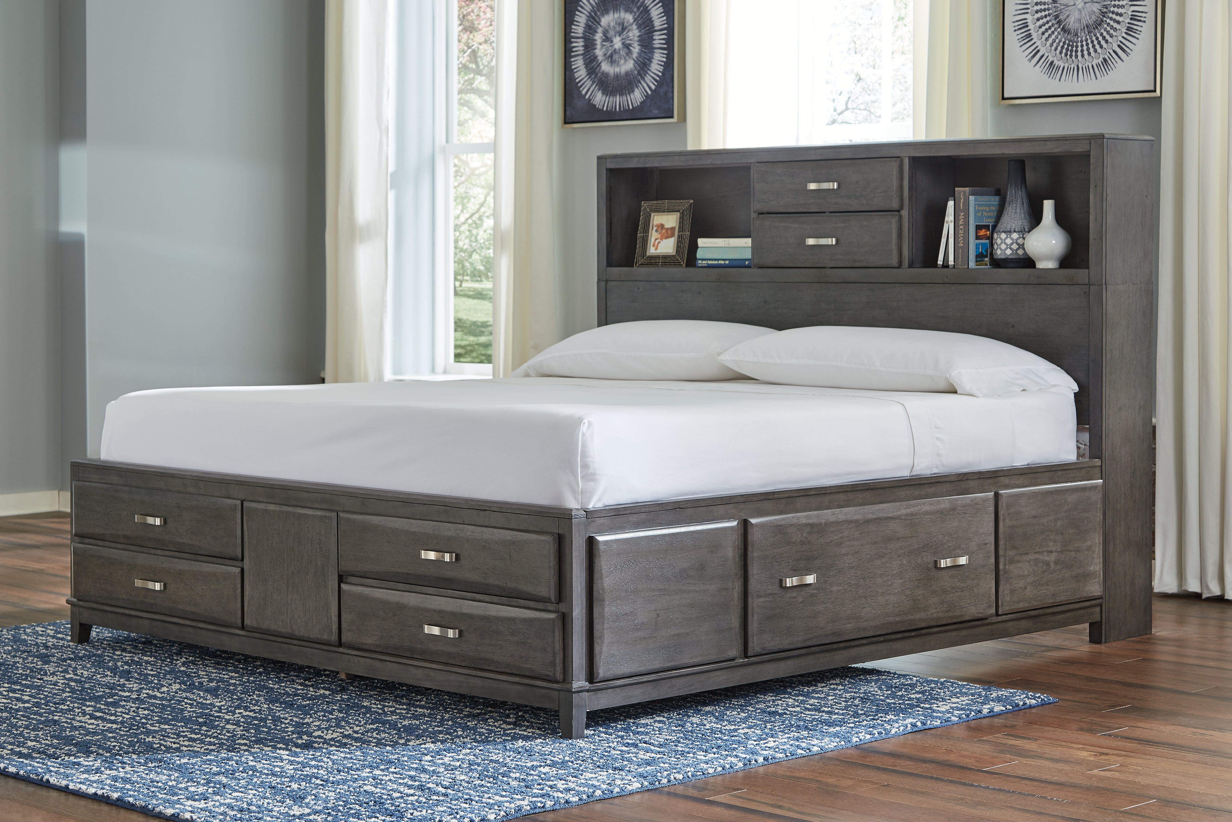 Luxury Living Gallery - Ashley Furniture - Caitbrook Bedroom - Queen Storage Bed with 8 Drawers / Gray - B476B2