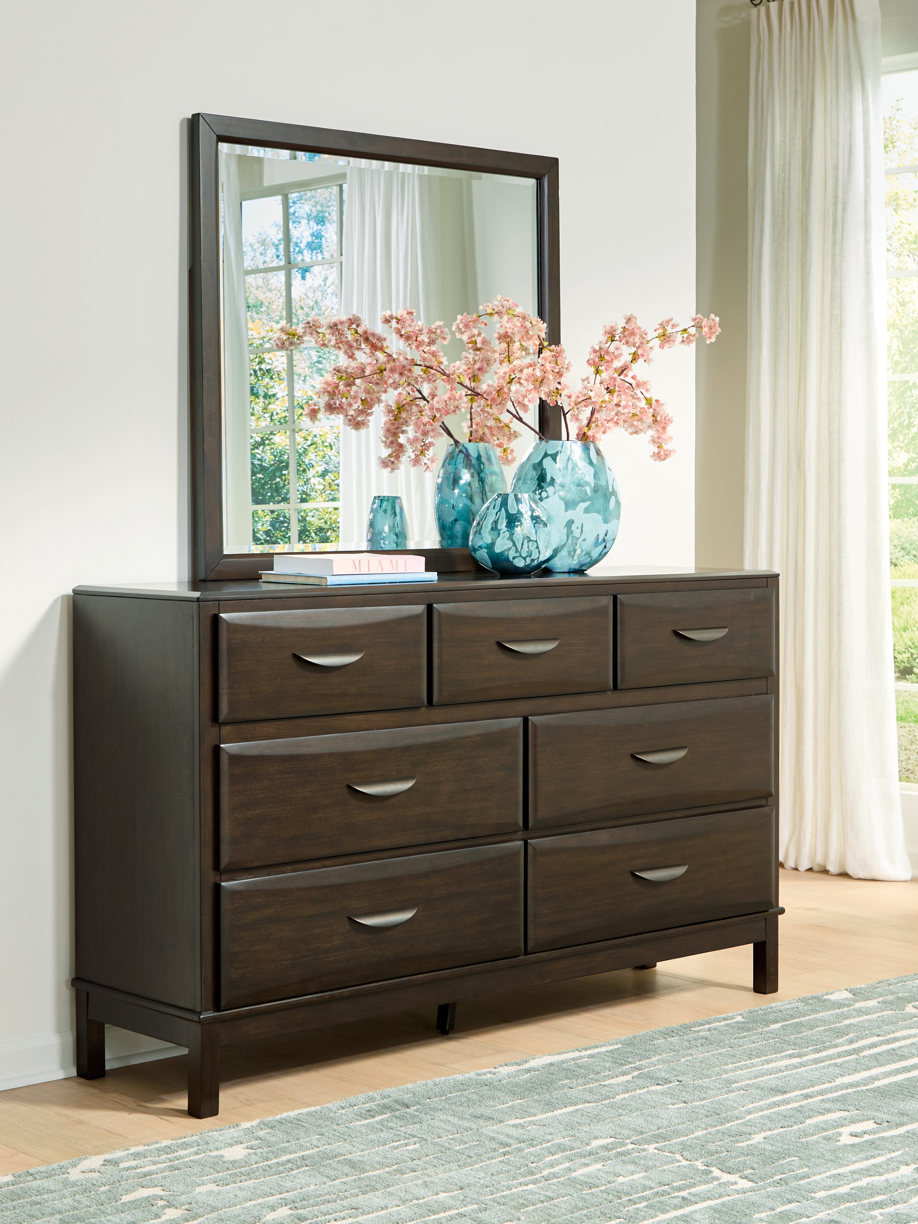 Luxury Living Gallery - Ashley Furniture - Vanmore Bedroom - Dresser and Mirror / Dark Brown - B479B1
