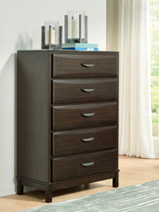 Luxury Living Gallery - Ashley Furniture - Vanmore Bedroom - Five Drawer Chest / Dark Brown - B479-46