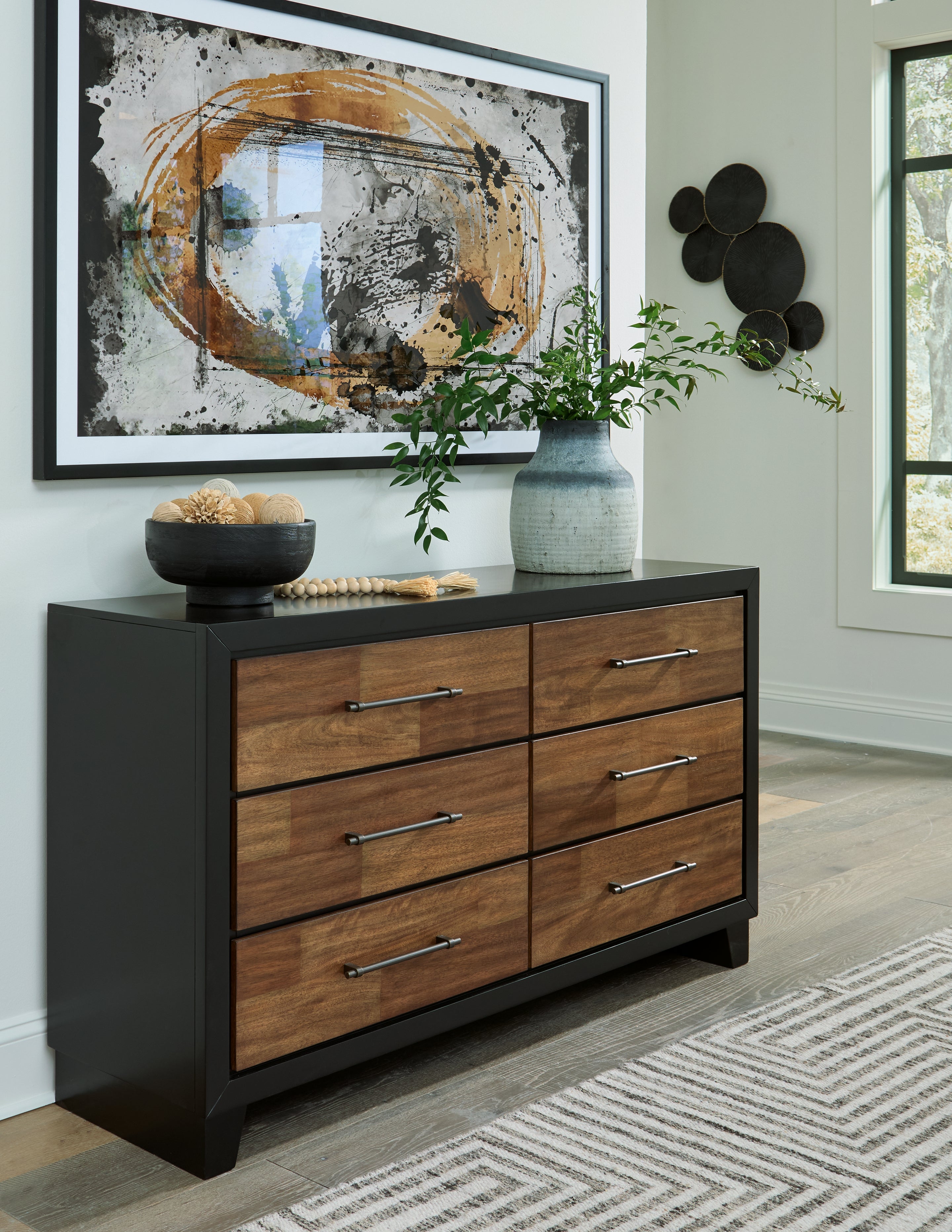 Luxury Living Gallery - Ashley Furniture - Kraeburn Bedroom - Dresser and Mirror / Brown/Black - B496B1