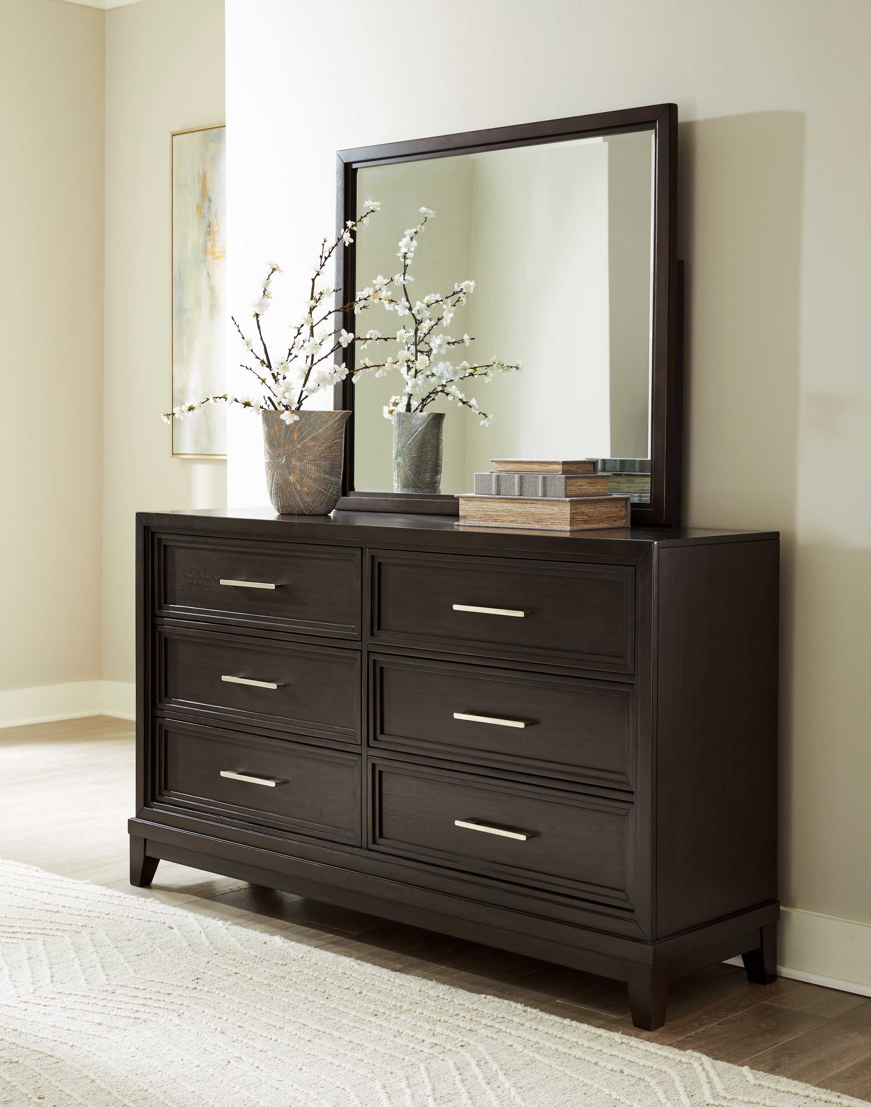 Luxury Living Gallery - Ashley Furniture - Neymorton Bedroom - Dresser and Mirror / Dark Grayish Brown - B618B1