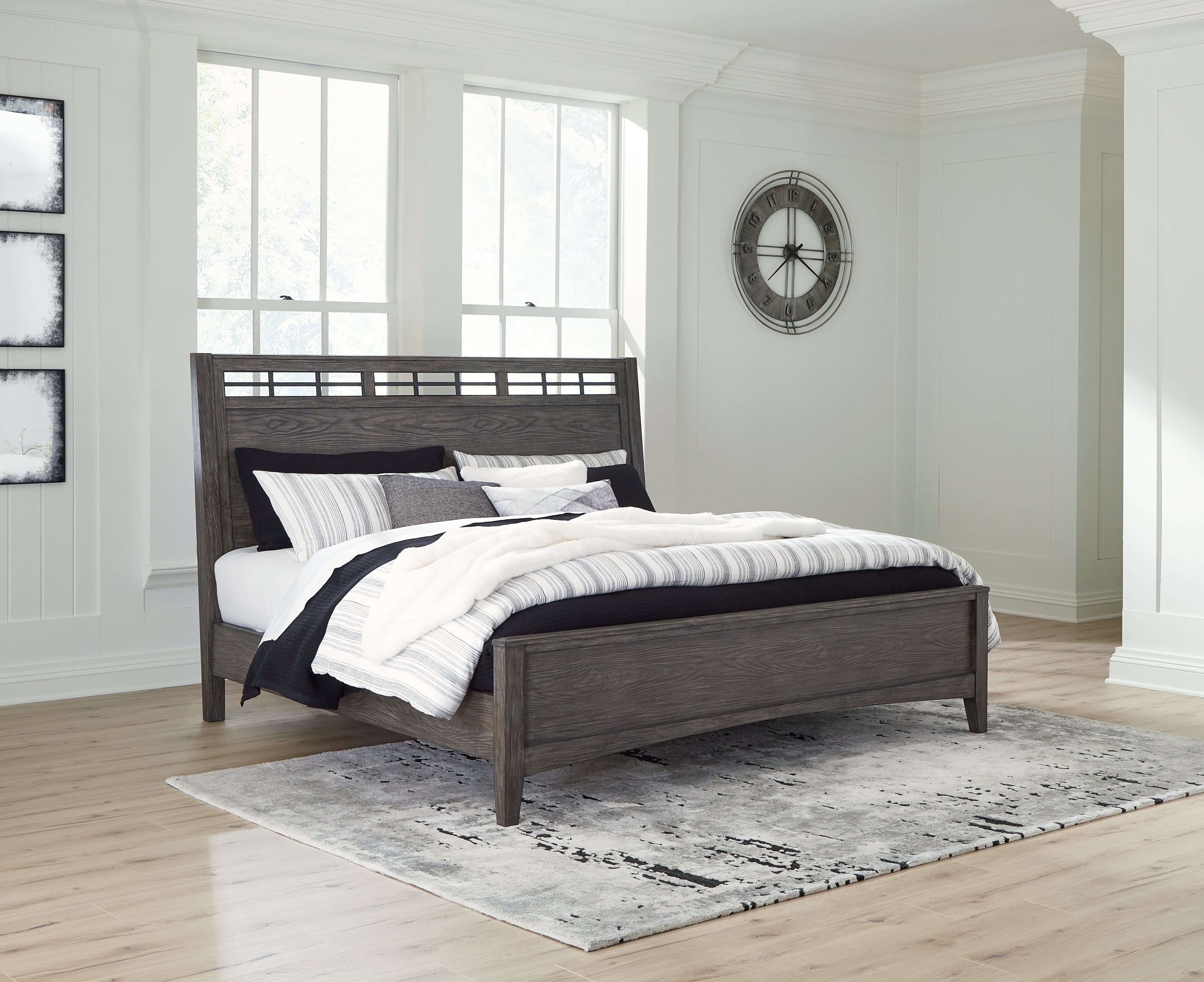Luxury Living Gallery - Ashley Furniture - Montillan Bedroom - King Panel Bed / Grayish Brown - B651B4