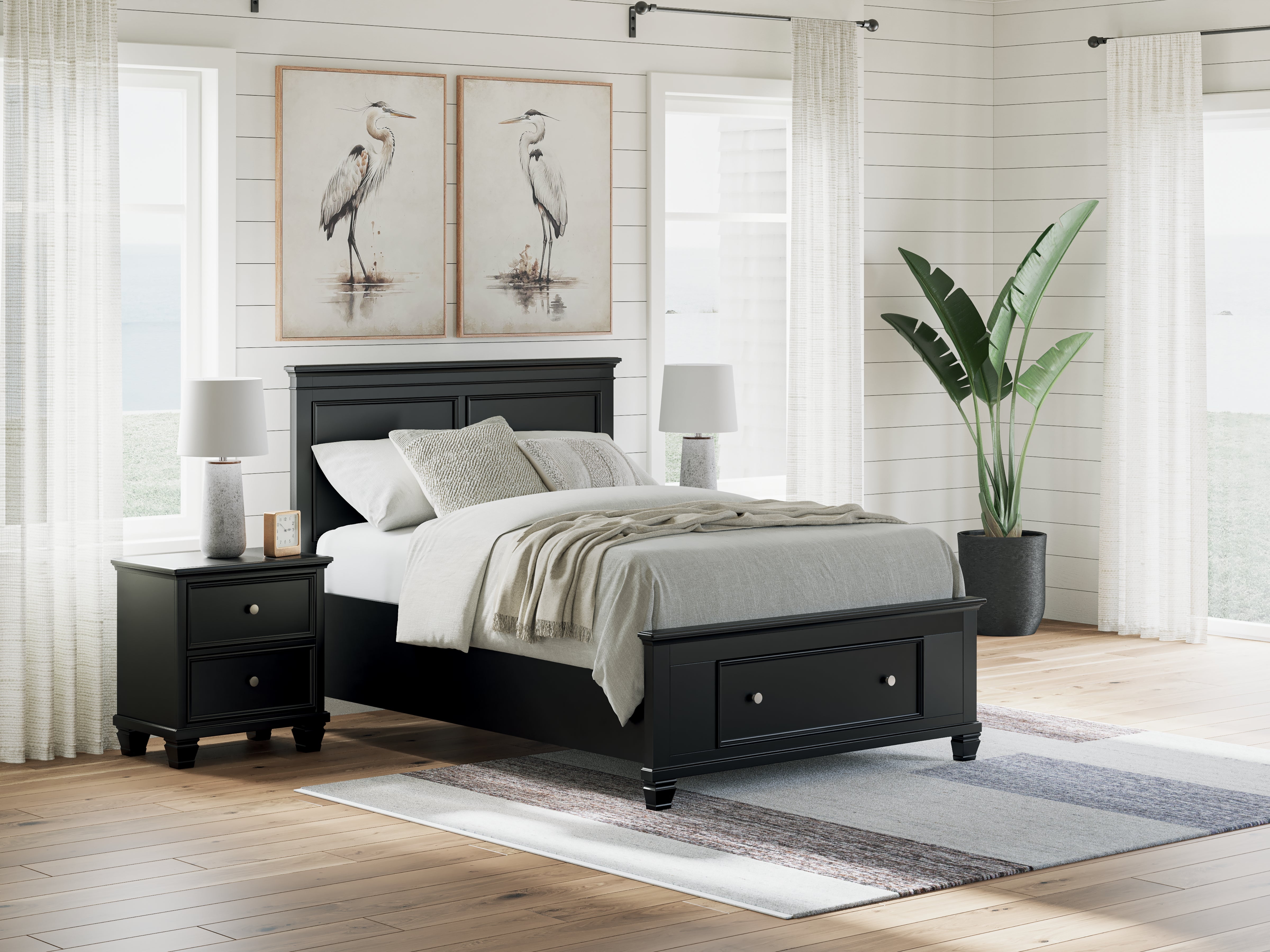Luxury Living Gallery - Ashley Furniture - Lanolee Bedroom - Full Panel Storage Bed / Black - B687B22