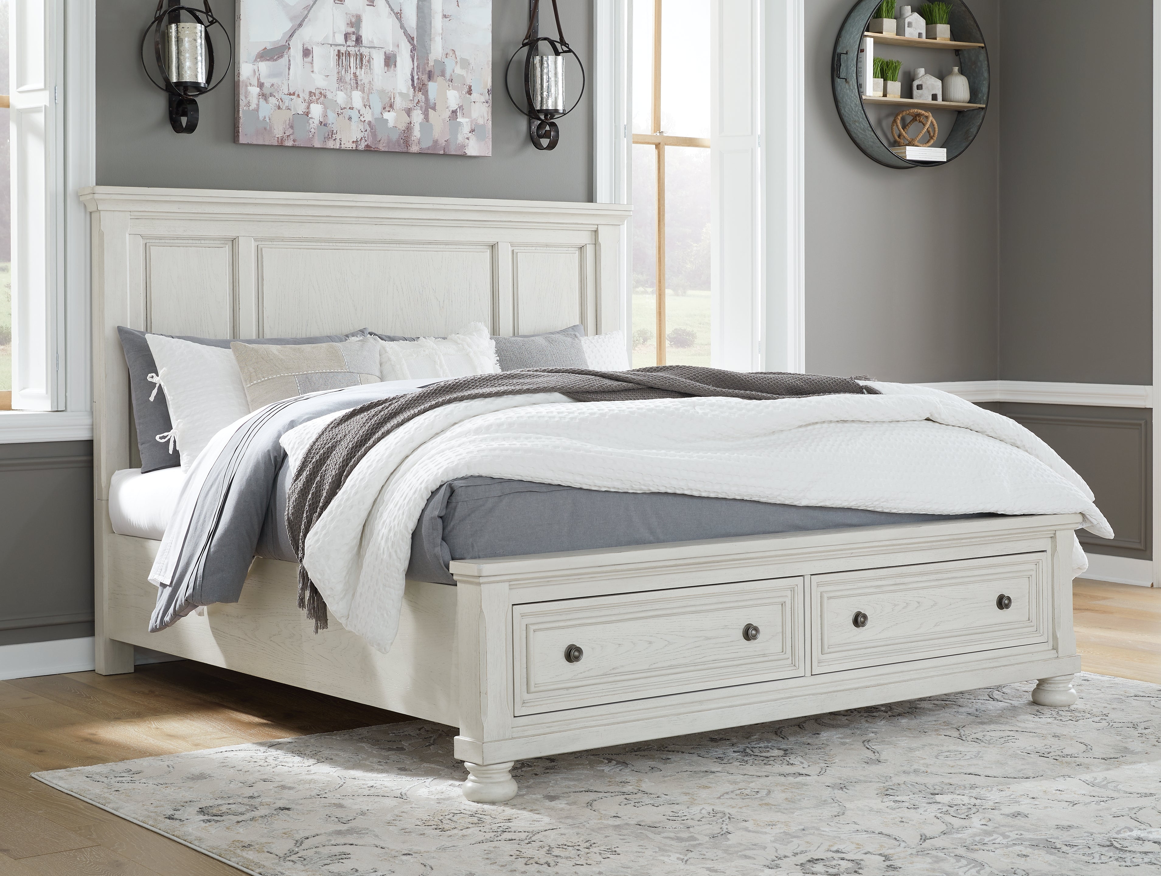 Luxury Living Gallery - Ashley Furniture - Robbinsdale Bedroom - Queen Panel Storage Bed / Antique White - B742B24