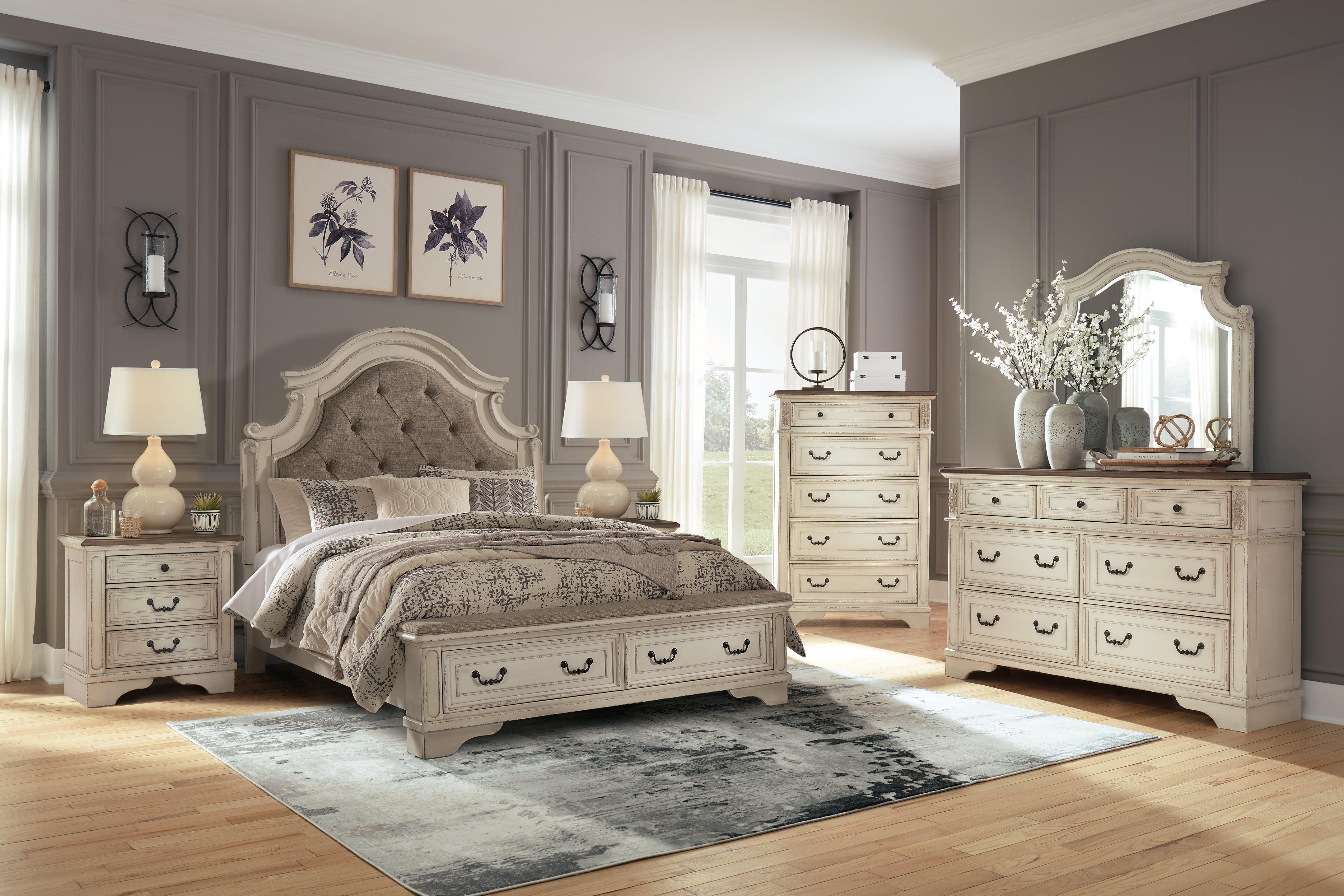Luxury Living Gallery - Ashley Furniture - Realyn Bedroom - Queen Upholstered Storage Bed / Two-tone - B743B18