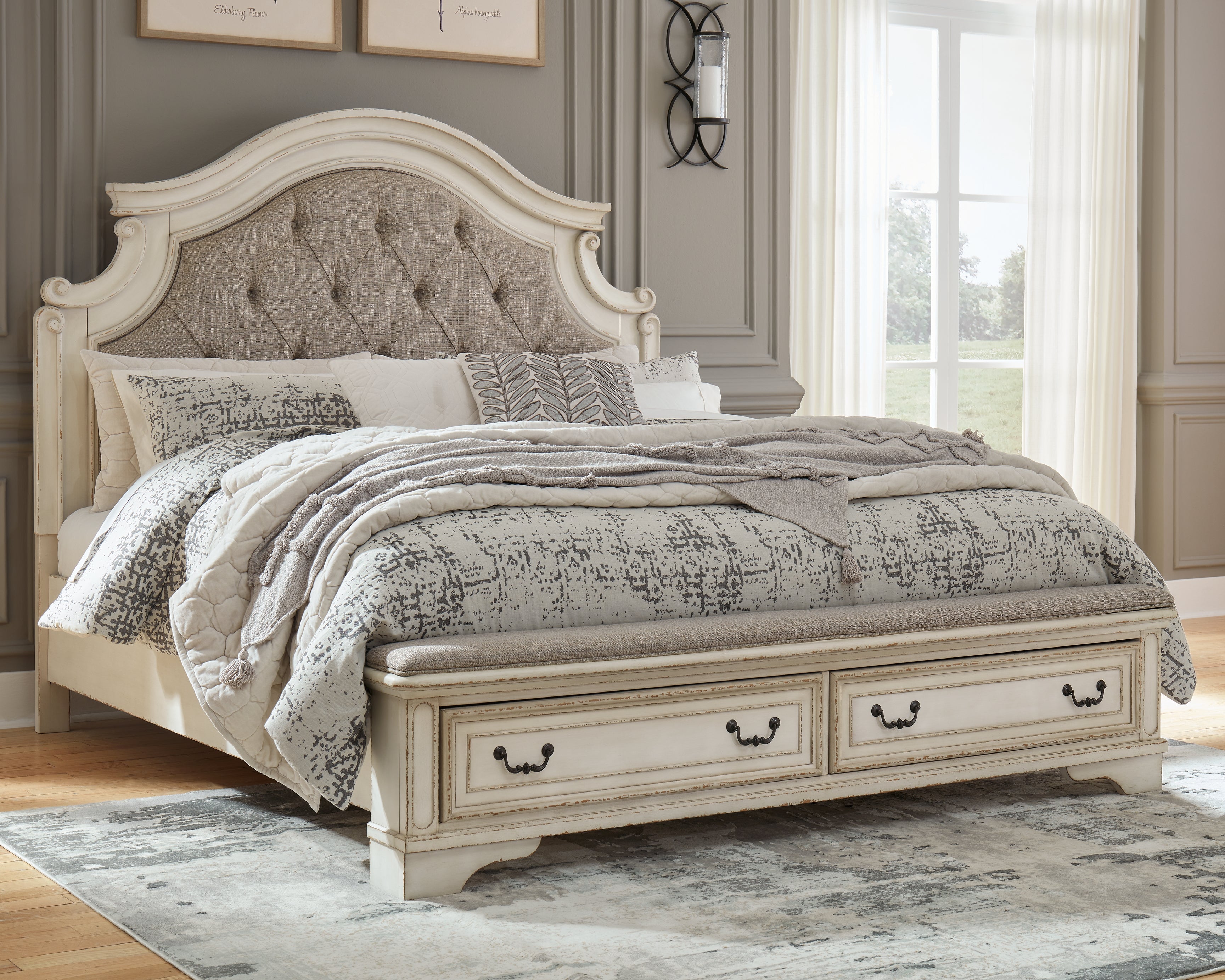 Luxury Living Gallery - Ashley Furniture - Realyn Bedroom - California King Upholstered Storage Bed / Two-tone - B743B21