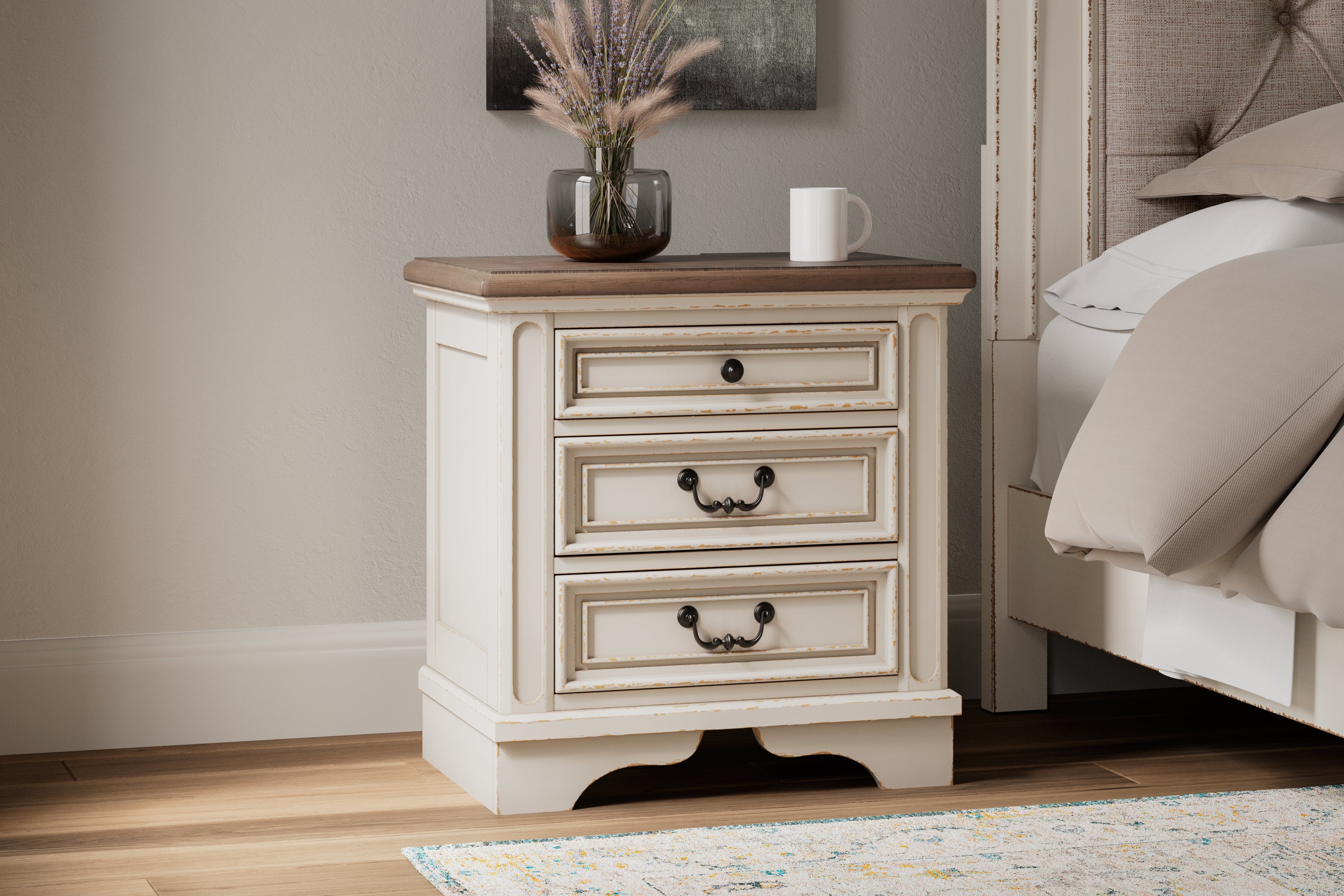 Luxury Living Gallery - Ashley Furniture - Realyn Bedroom - Three Drawer Night Stand / Two-tone - B743-93