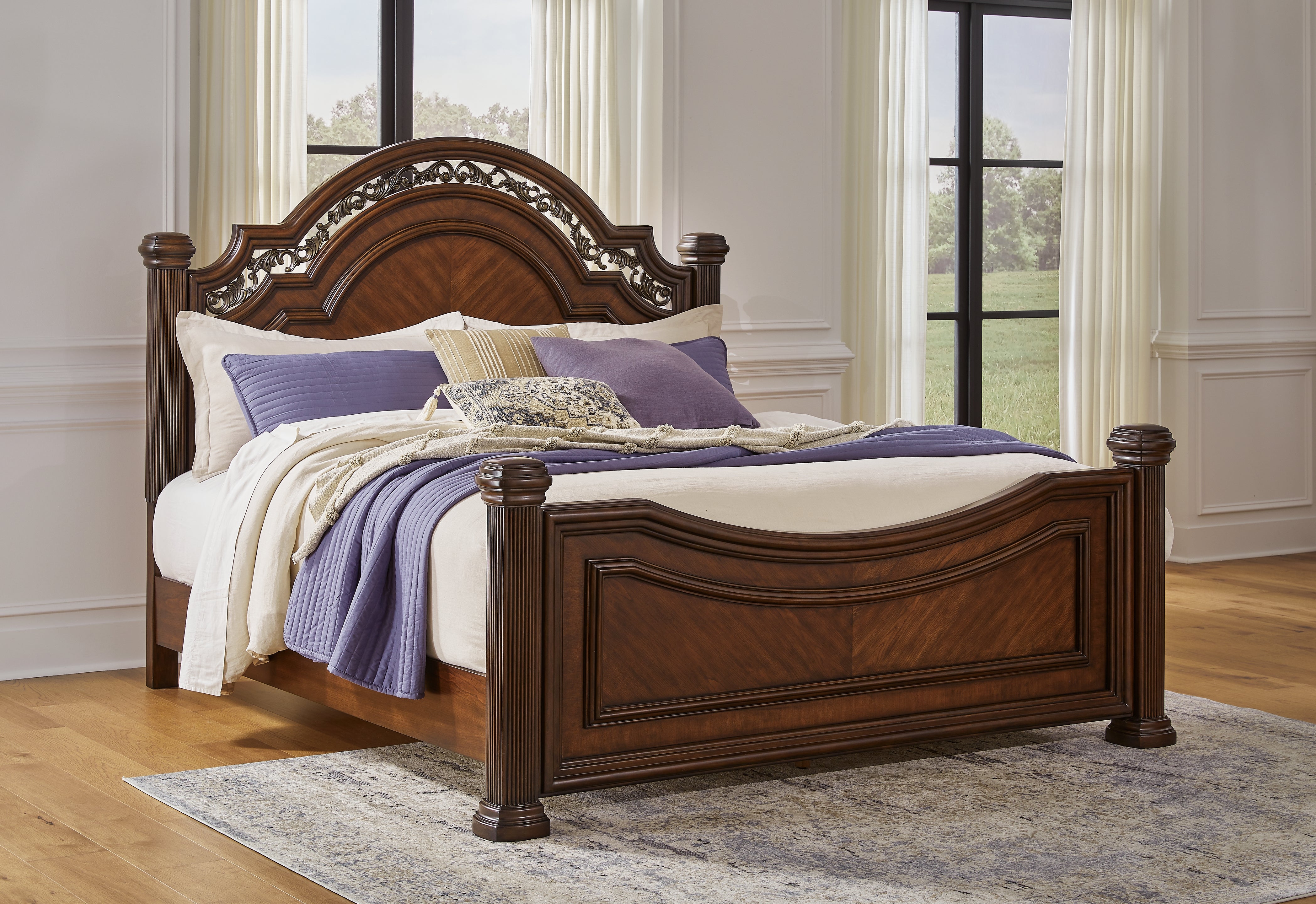 Luxury Living Gallery - Ashley Furniture - Lavinton Bedroom - California King Poster Bed / Brown - B764B10
