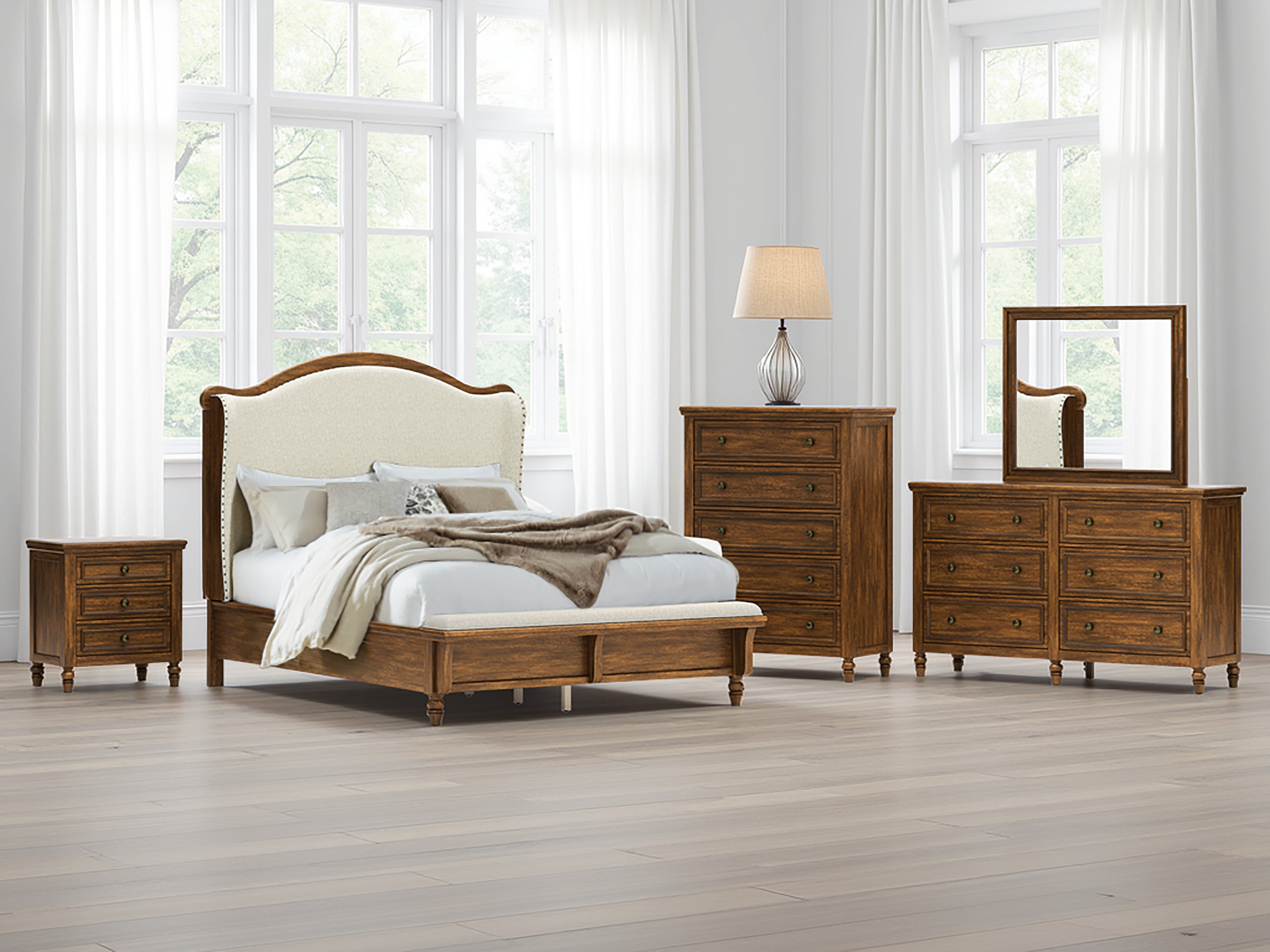 Luxury Living Gallery - Ashley Furniture - Sturlayne Bedroom - Queen Upholstered Panel Bed / Brown - B787B2