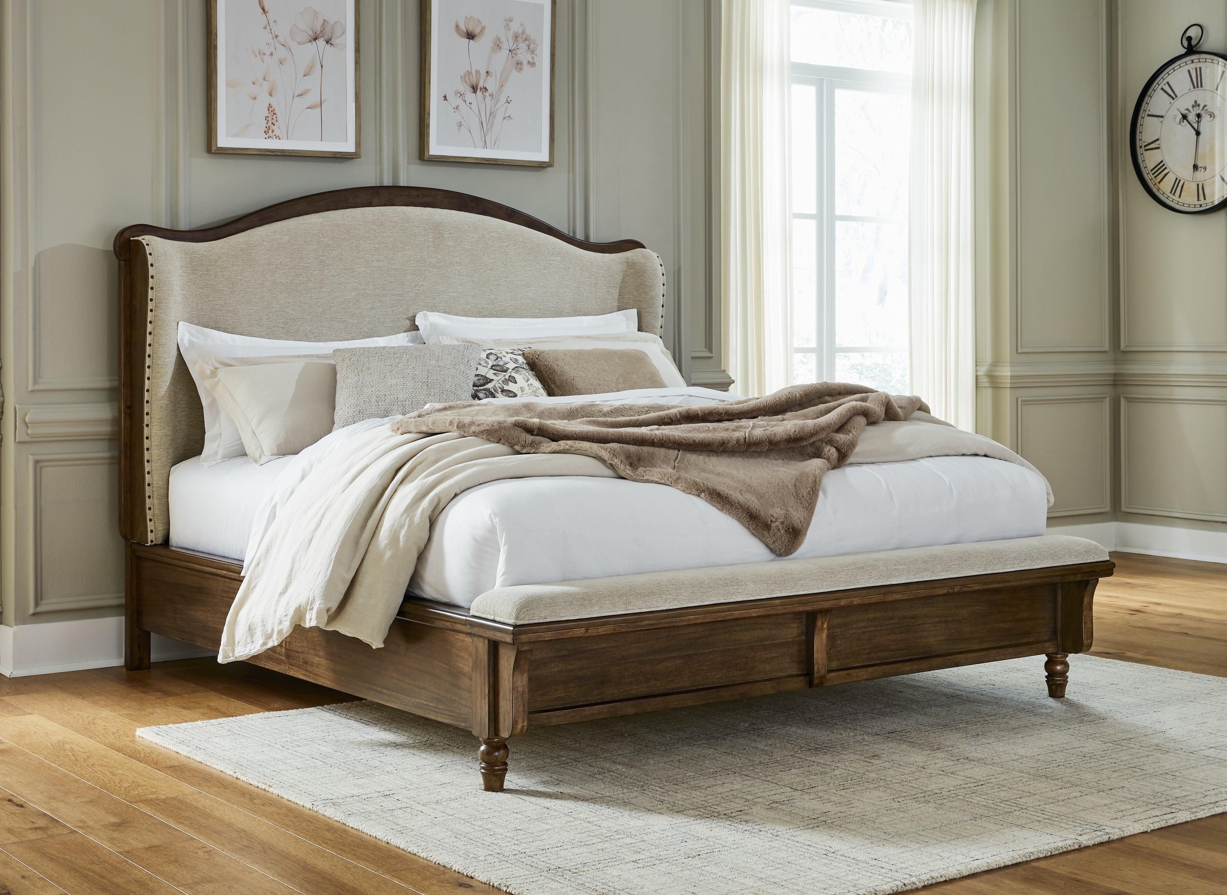 Luxury Living Gallery - Ashley Furniture - Sturlayne Bedroom - King Upholstered Panel Bed / Brown - B787B4