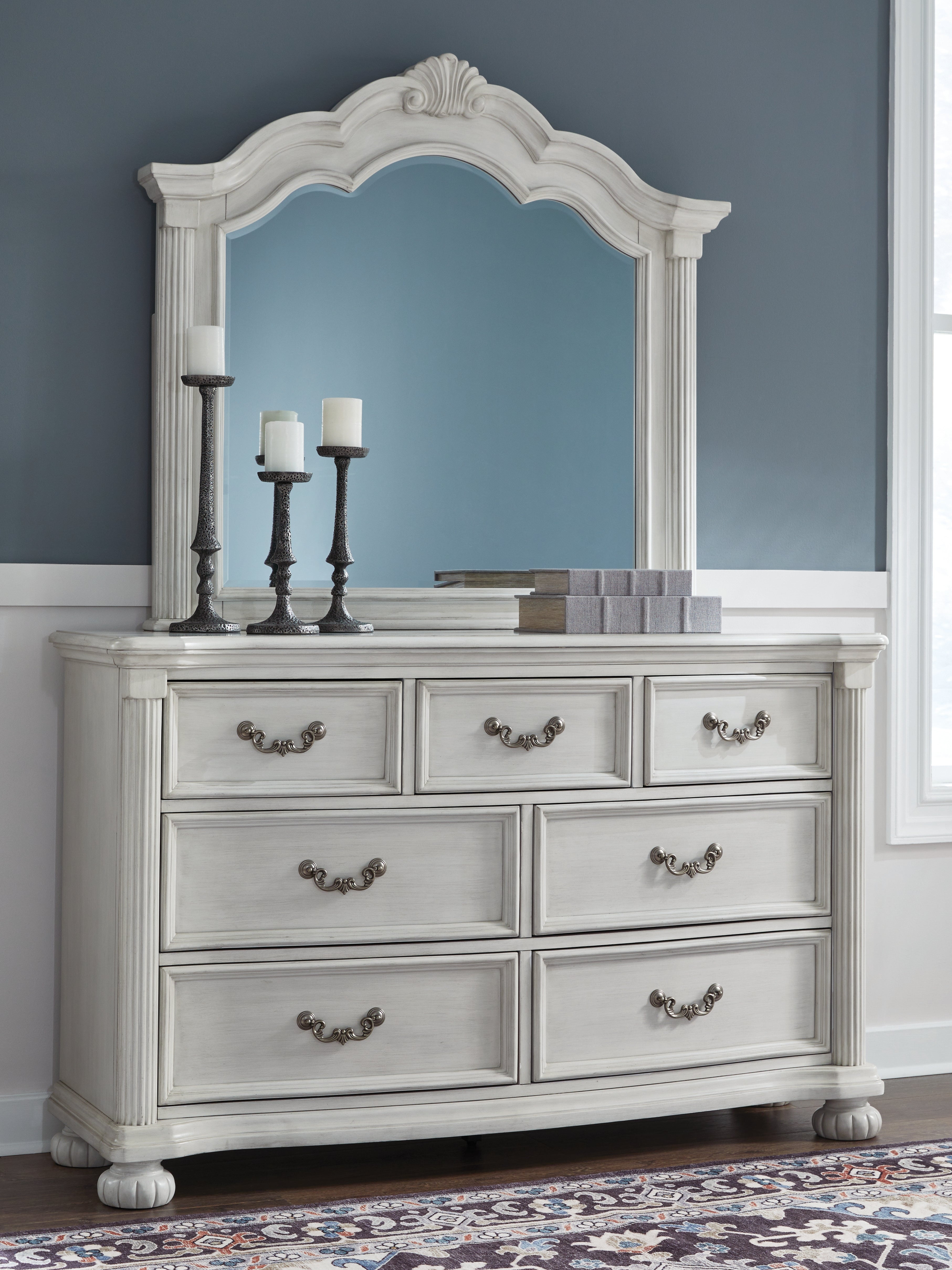 Luxury Living Gallery - Ashley Furniture - Montelaine Bedroom - Dresser and Mirror / Antique White - B795B1