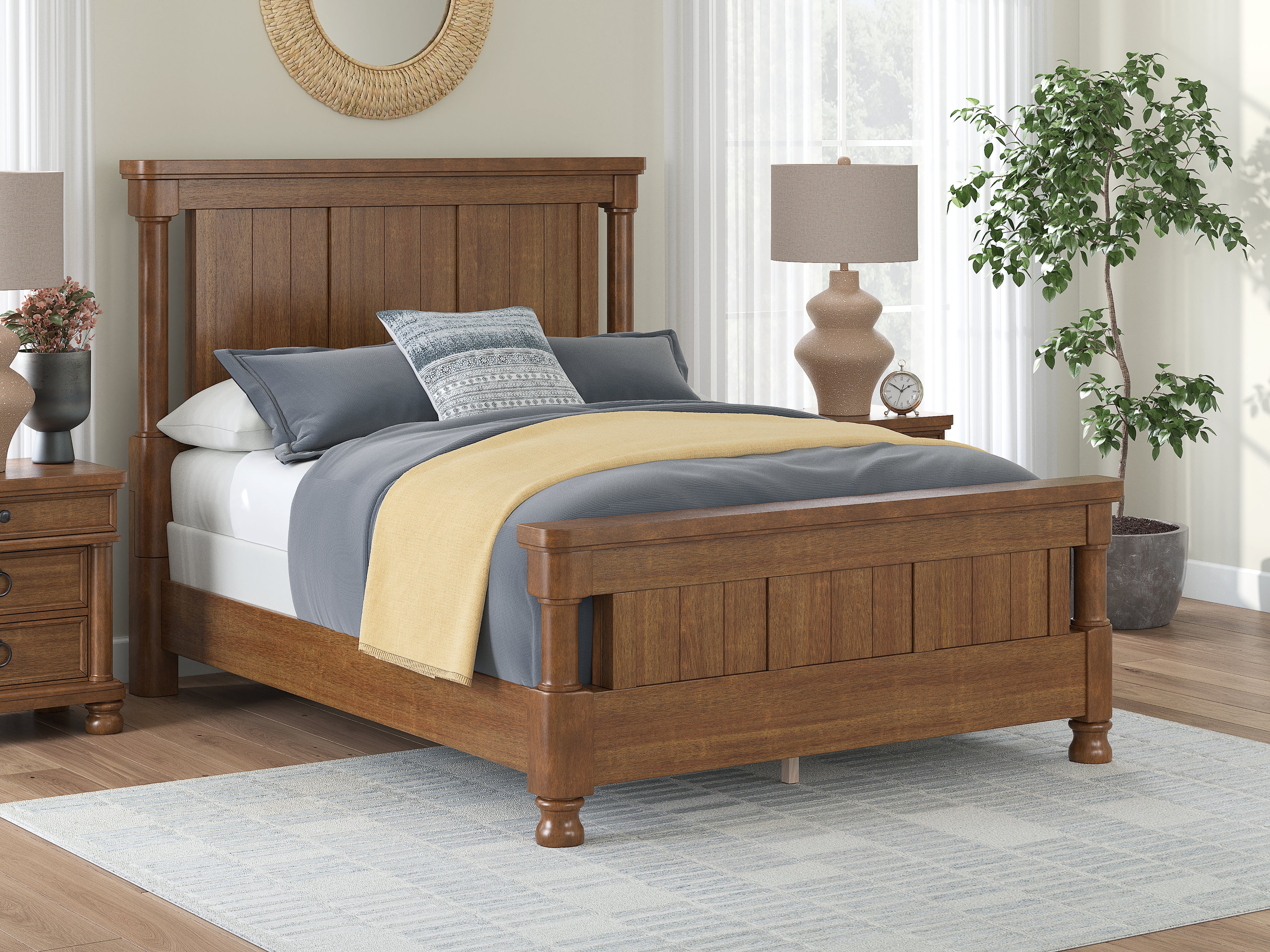 Luxury Living Gallery - Ashley Furniture - Rowlenstown Bedroom - Queen Poster Bed / Brown - PCB824B2