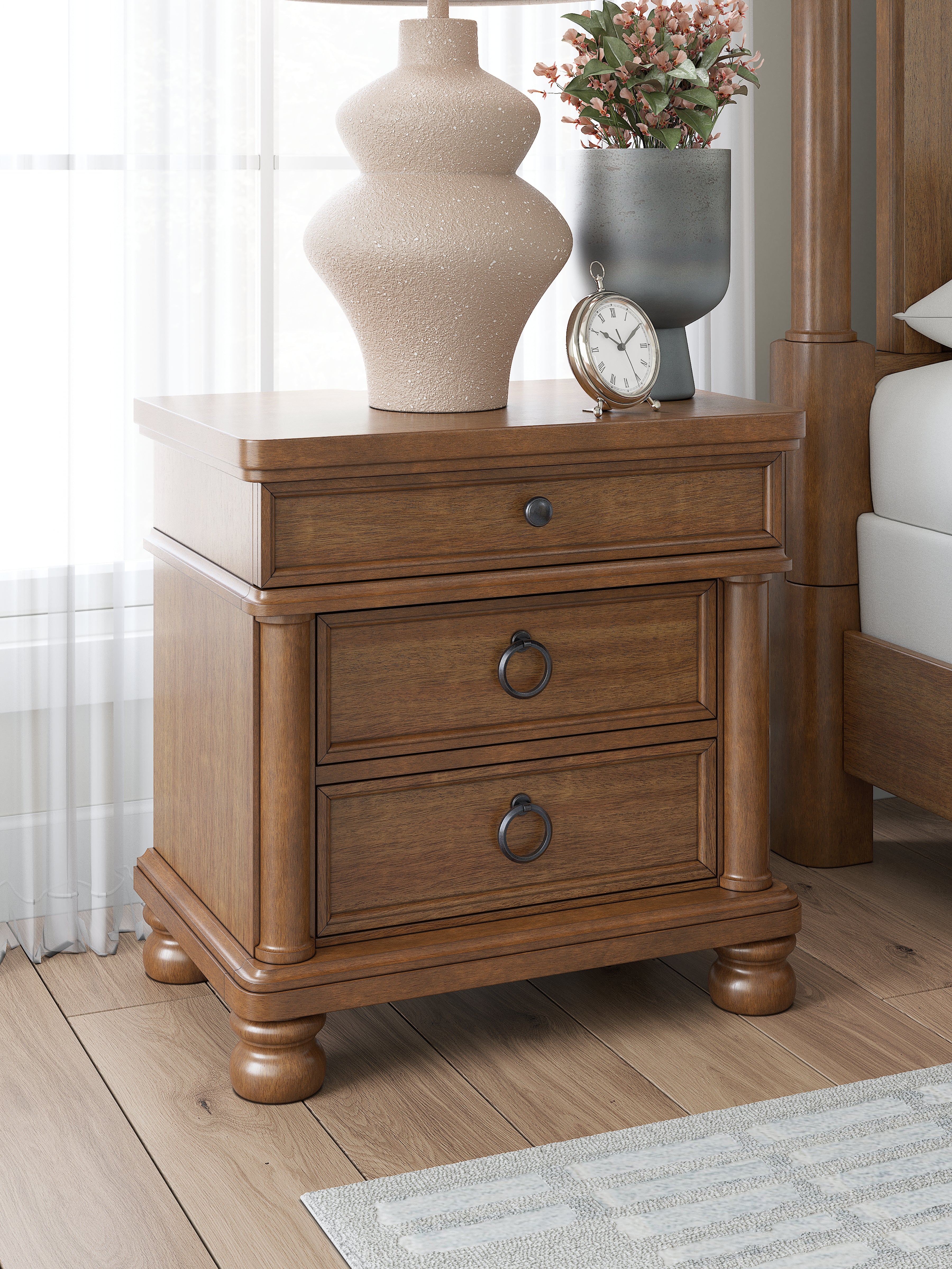 Luxury Living Gallery - Ashley Furniture - Rowlenstown Bedroom - Three Drawer Night Stand / Brown - PCB824-93