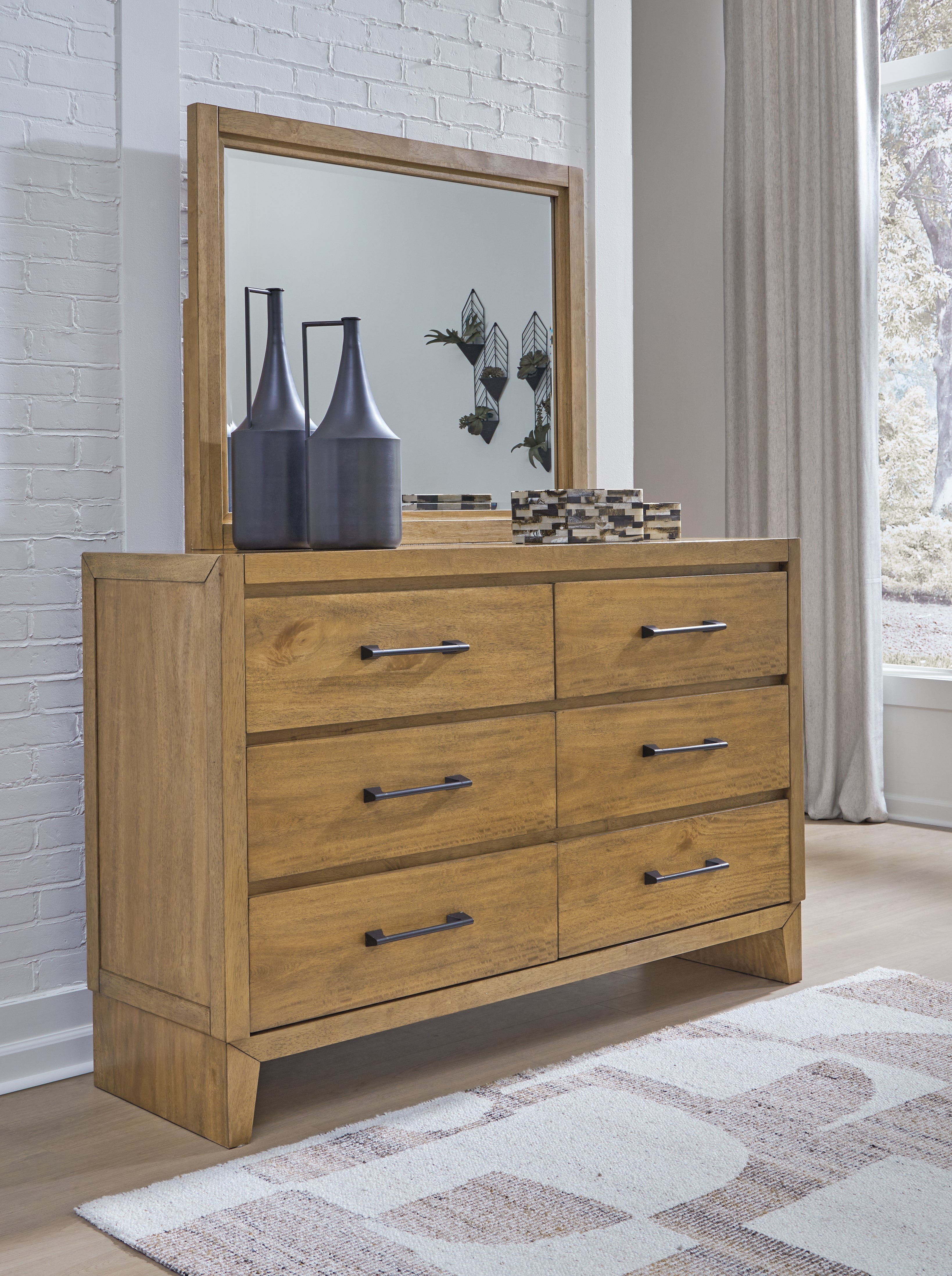Luxury Living Gallery - Ashley Furniture - Sherbana Bedroom - Dresser and Mirror / Light Brown - B833B1