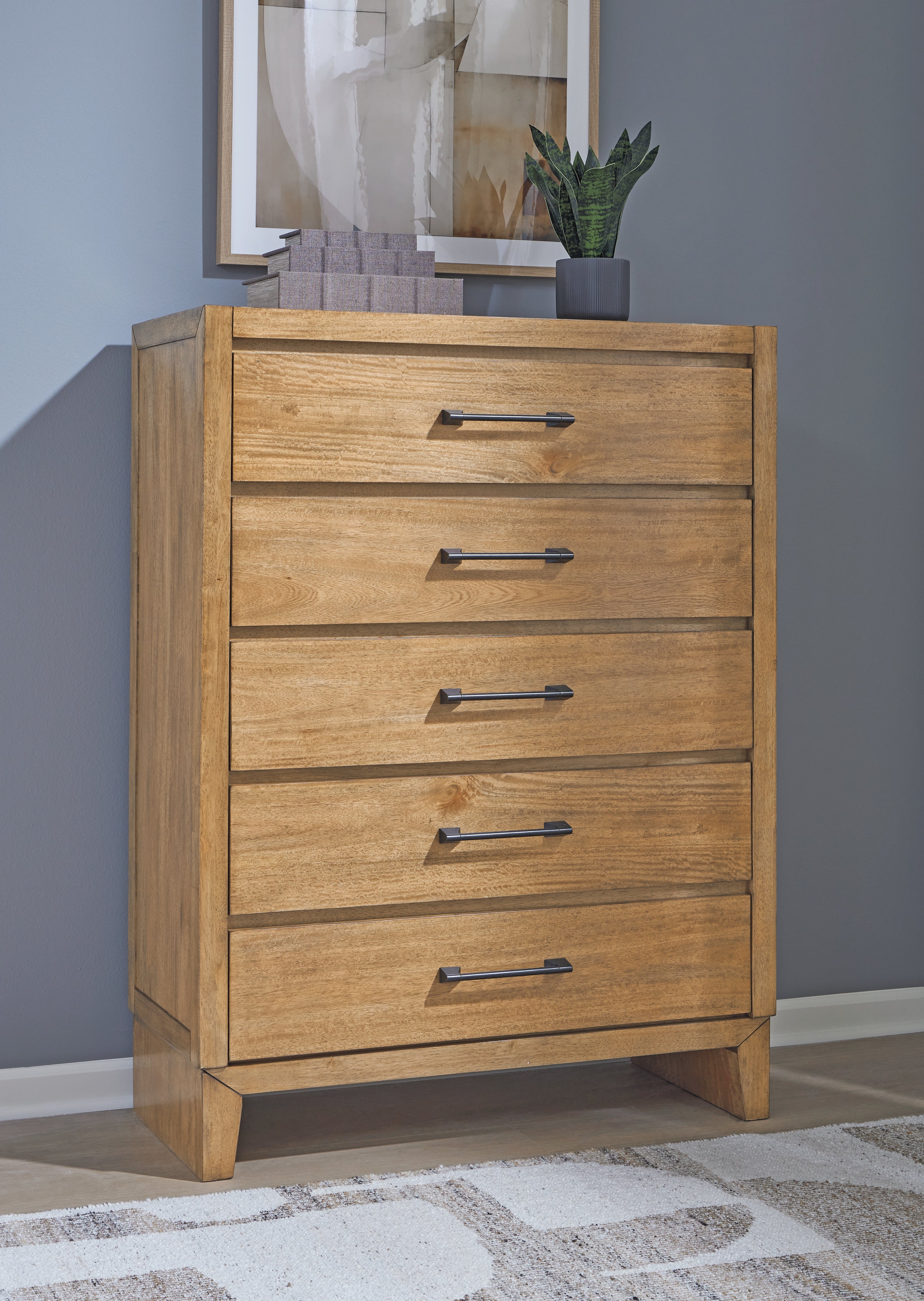 Luxury Living Gallery - Ashley Furniture - Sherbana Bedroom - Five Drawer Chest / Light Brown - B833-46