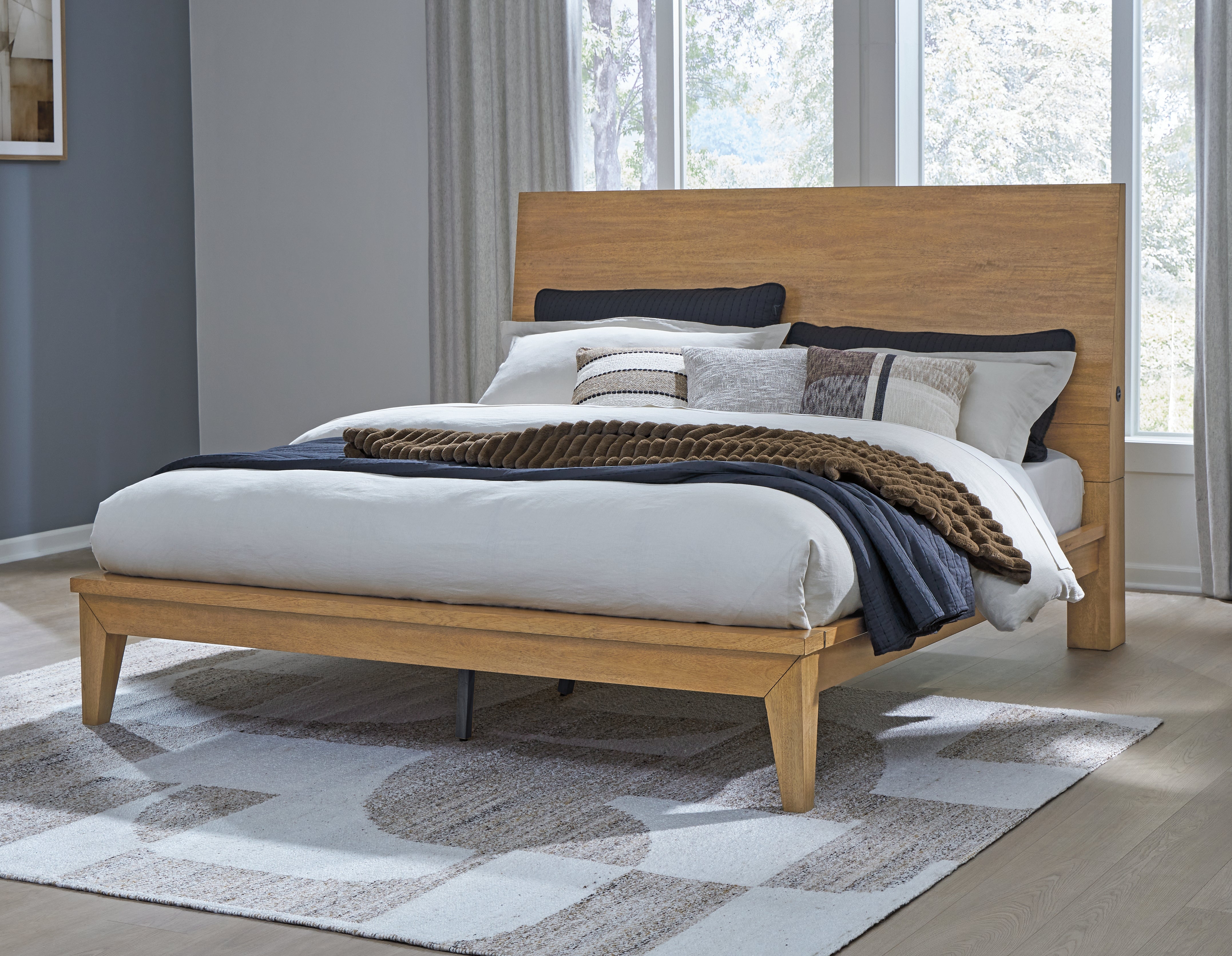 Luxury Living Gallery - Ashley Furniture - Sherbana Bedroom - California King Panel Bed / Light Brown - B833B5