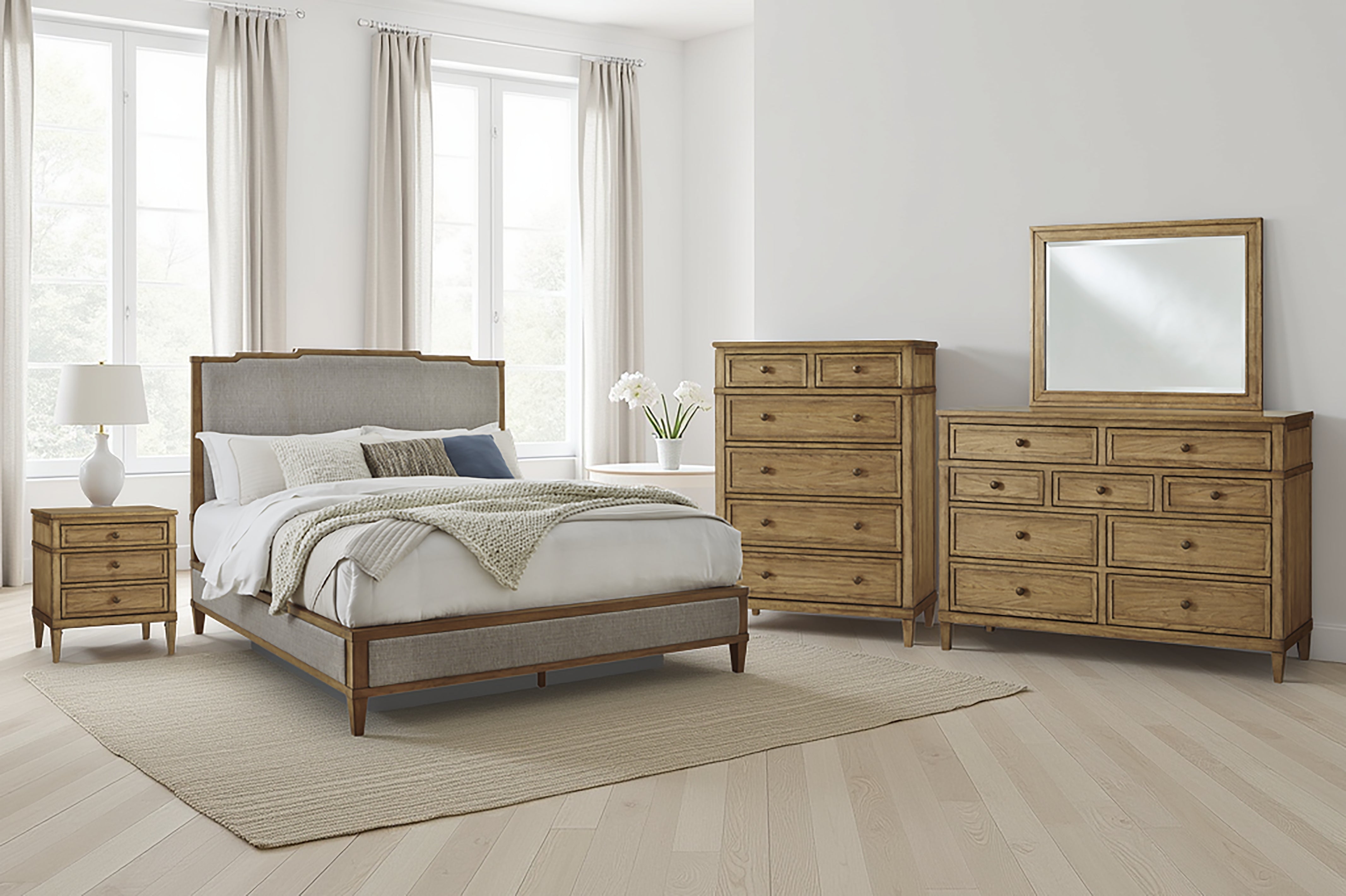 Luxury Living Gallery - Ashley Furniture - Sharlance Bedroom - Queen Upholstered Panel Bed / Green/Brown - B895B2