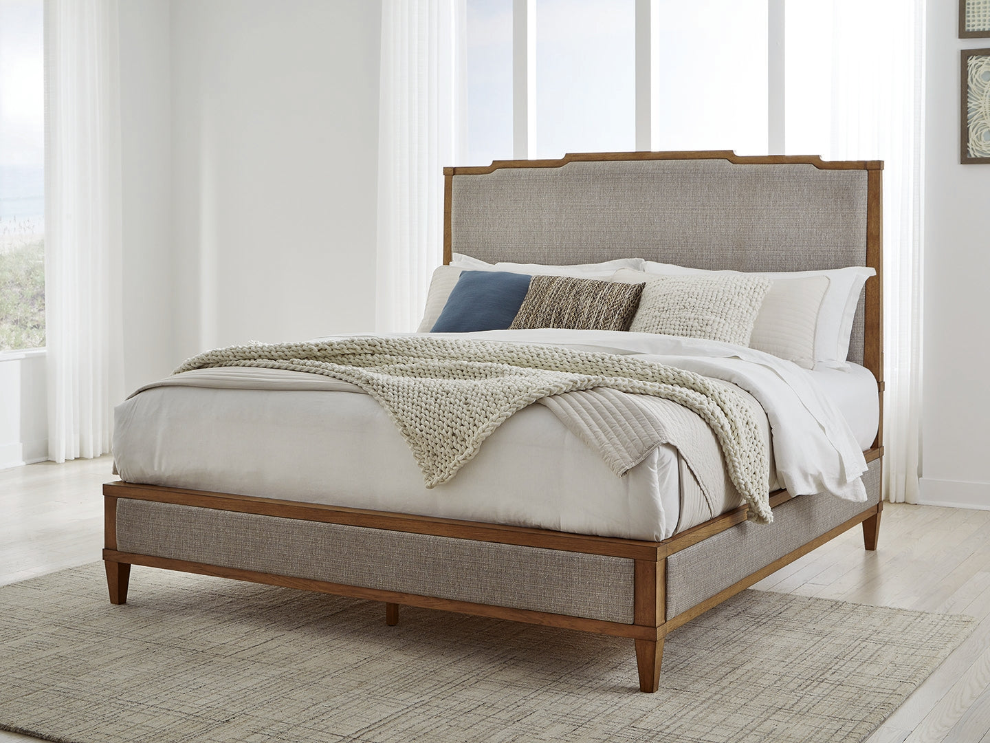 Luxury Living Gallery - Ashley Furniture - Sharlance Bedroom - King Upholstered Panel Bed / Light Brown - B895B6