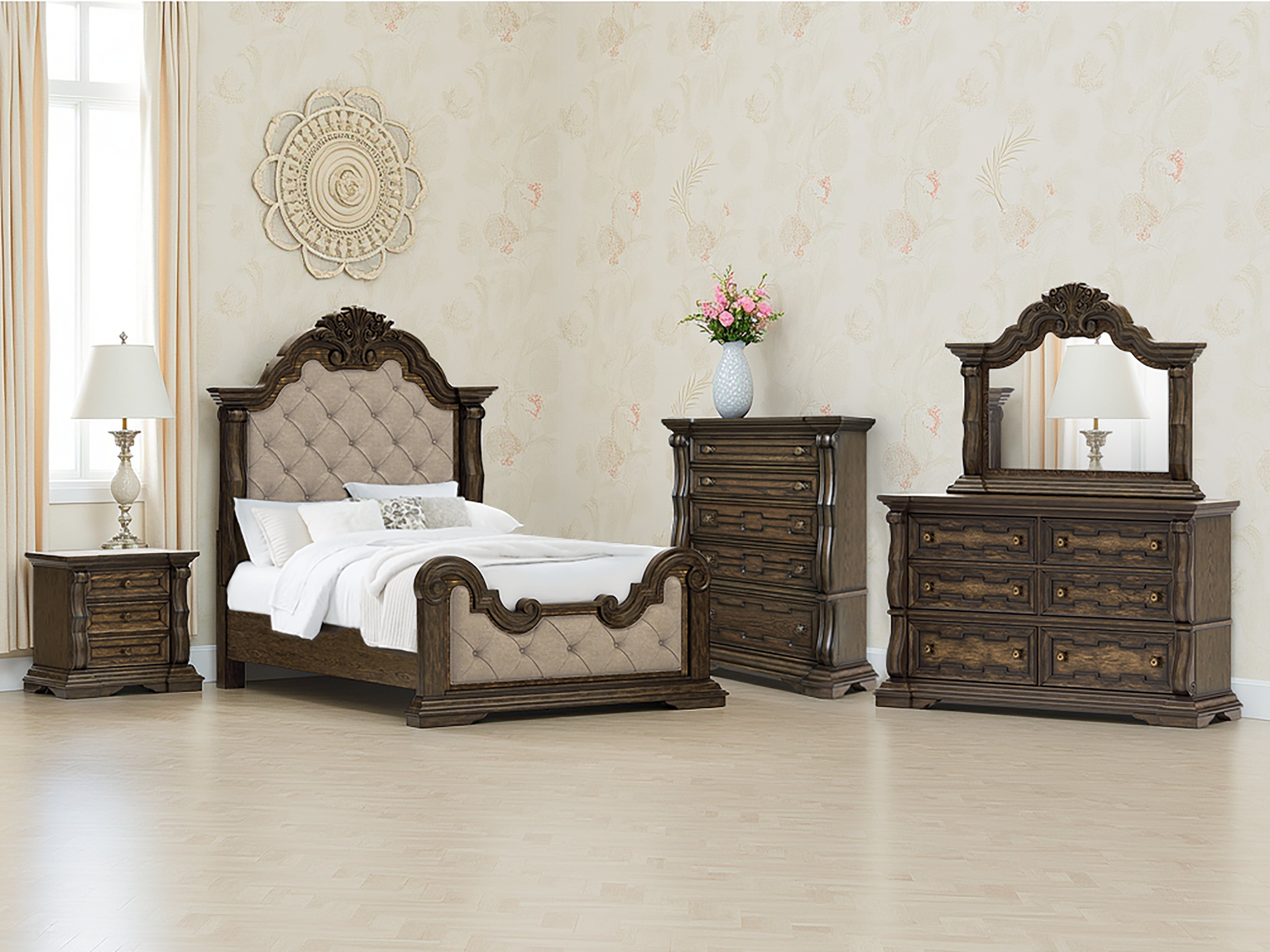 Luxury Living Gallery - Ashley Furniture - Maylee Bedroom - Queen Upholstered Bed / Dark Brown - B947B2