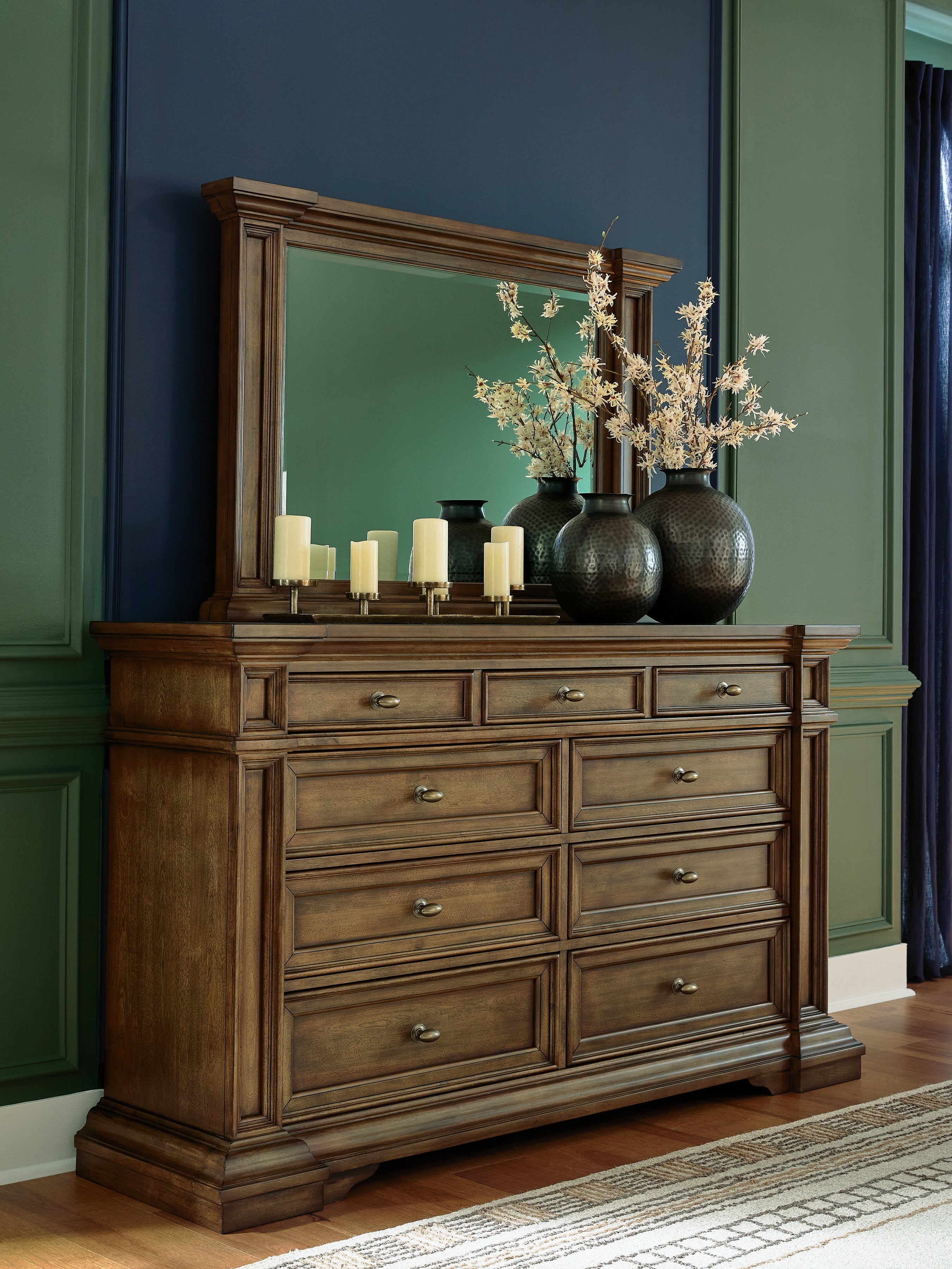 Luxury Living Gallery - Ashley Furniture - Frantanna Bedroom - Dresser and Mirror / Brown - PCB949B1