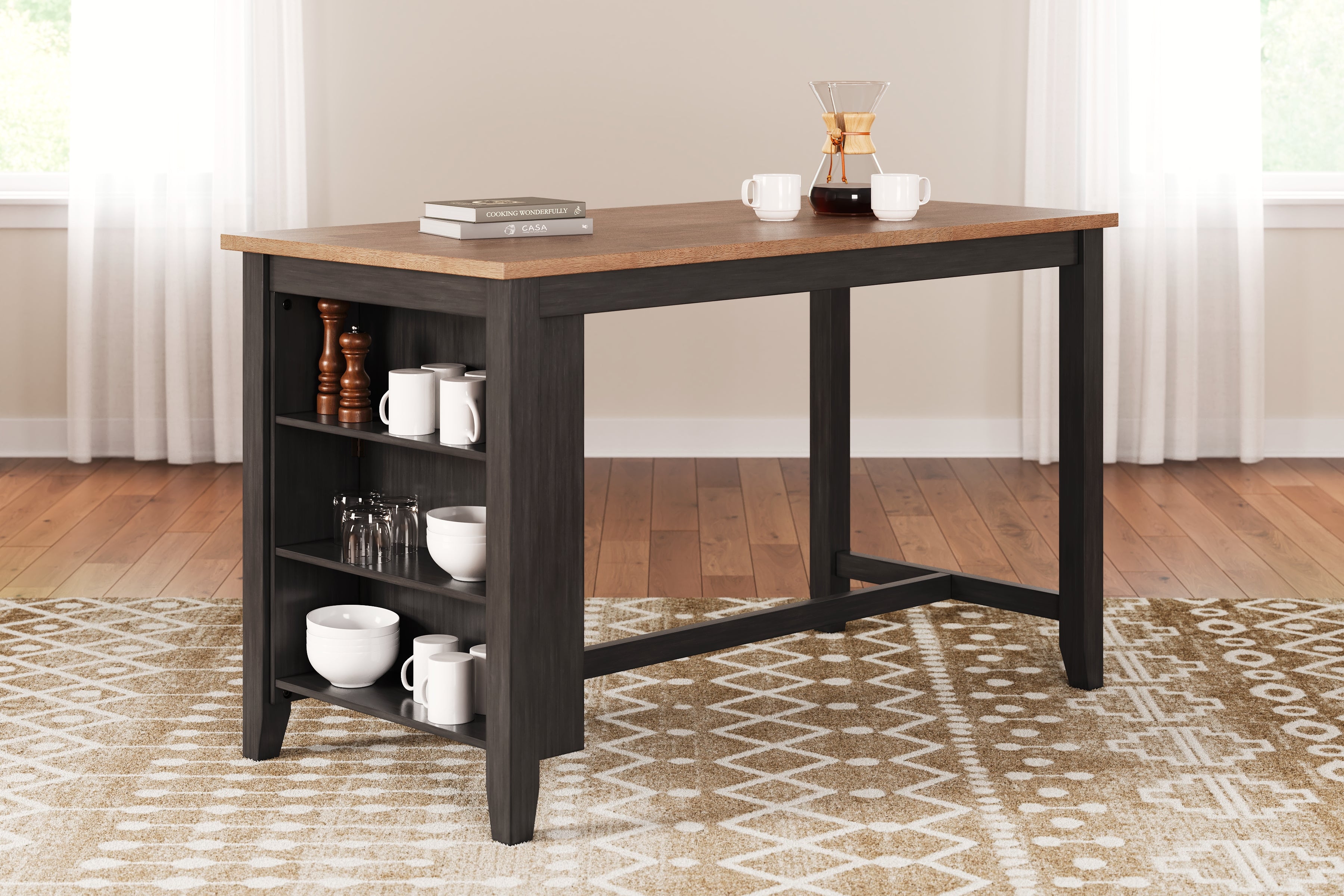Luxury Living Gallery - Ashley Furniture - Gesthaven Dining Room - RECT Dining Room Counter Table / Natural/Brown - D396-13