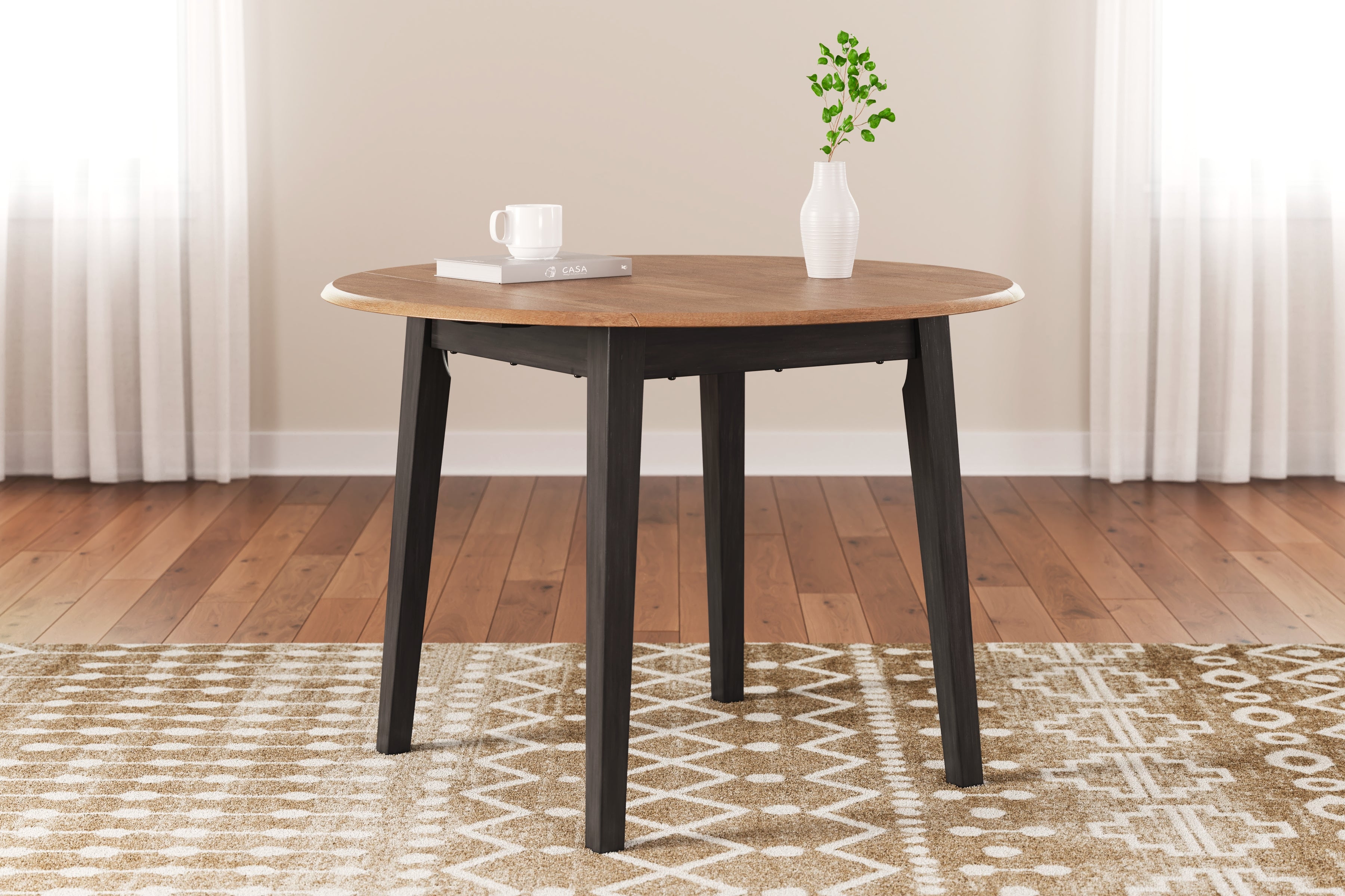 Luxury Living Gallery - Ashley Furniture - Gesthaven Dining Room - Round DRM Drop Leaf Table / Natural/Brown - D396-15