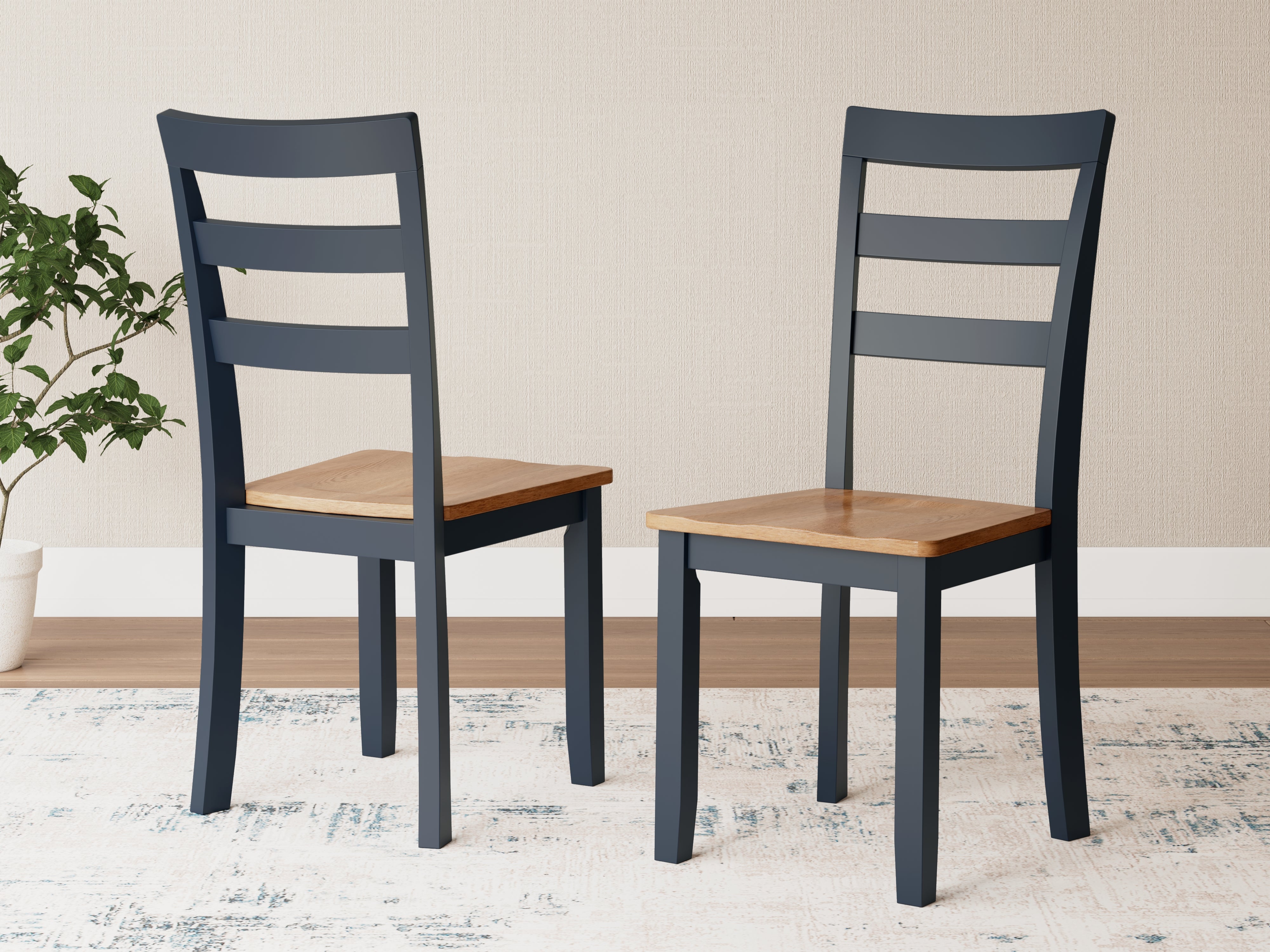 Luxury Living Gallery - Ashley Furniture - Gesthaven Dining Room - Dining Chair (Set of 2) / Natural/Blue - D399-01X2