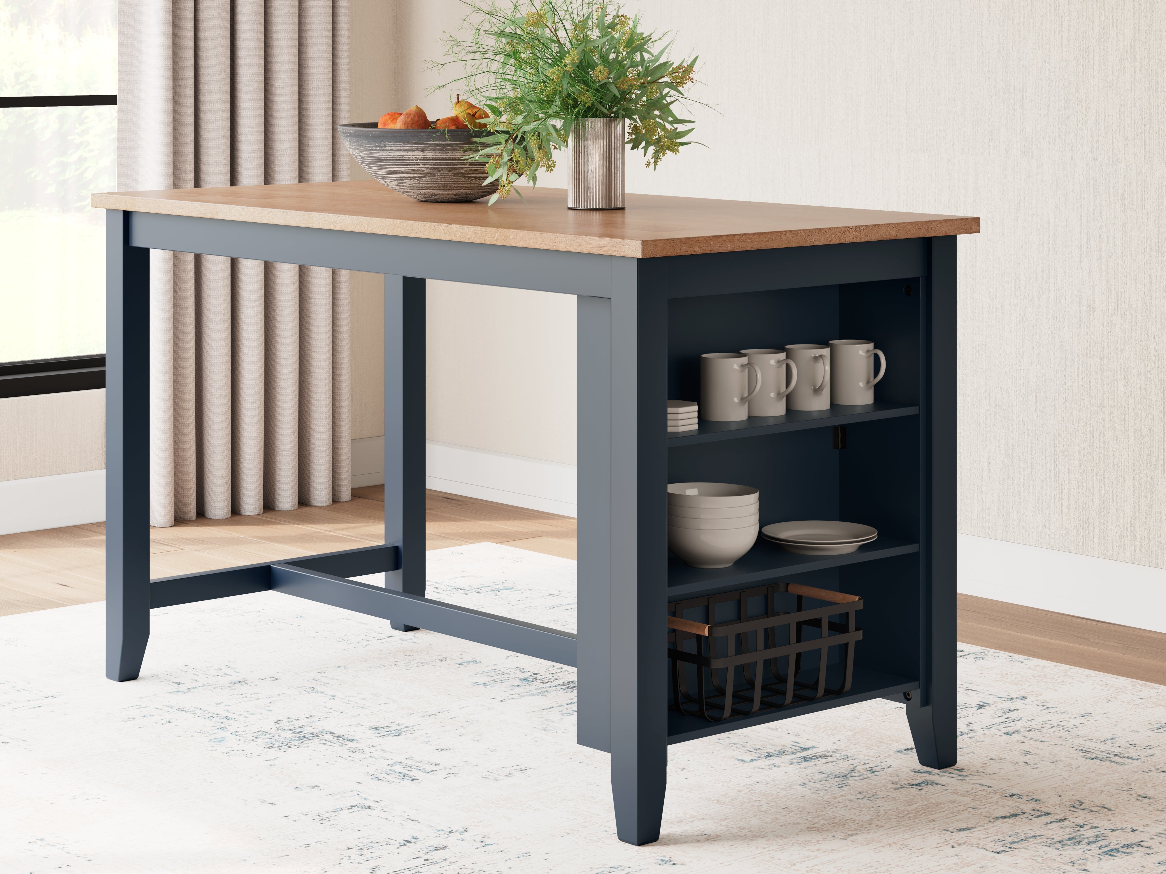 Luxury Living Gallery - Ashley Furniture - Gesthaven Dining Room - RECT Dining Room Counter Table / Natural/Blue - D399-13