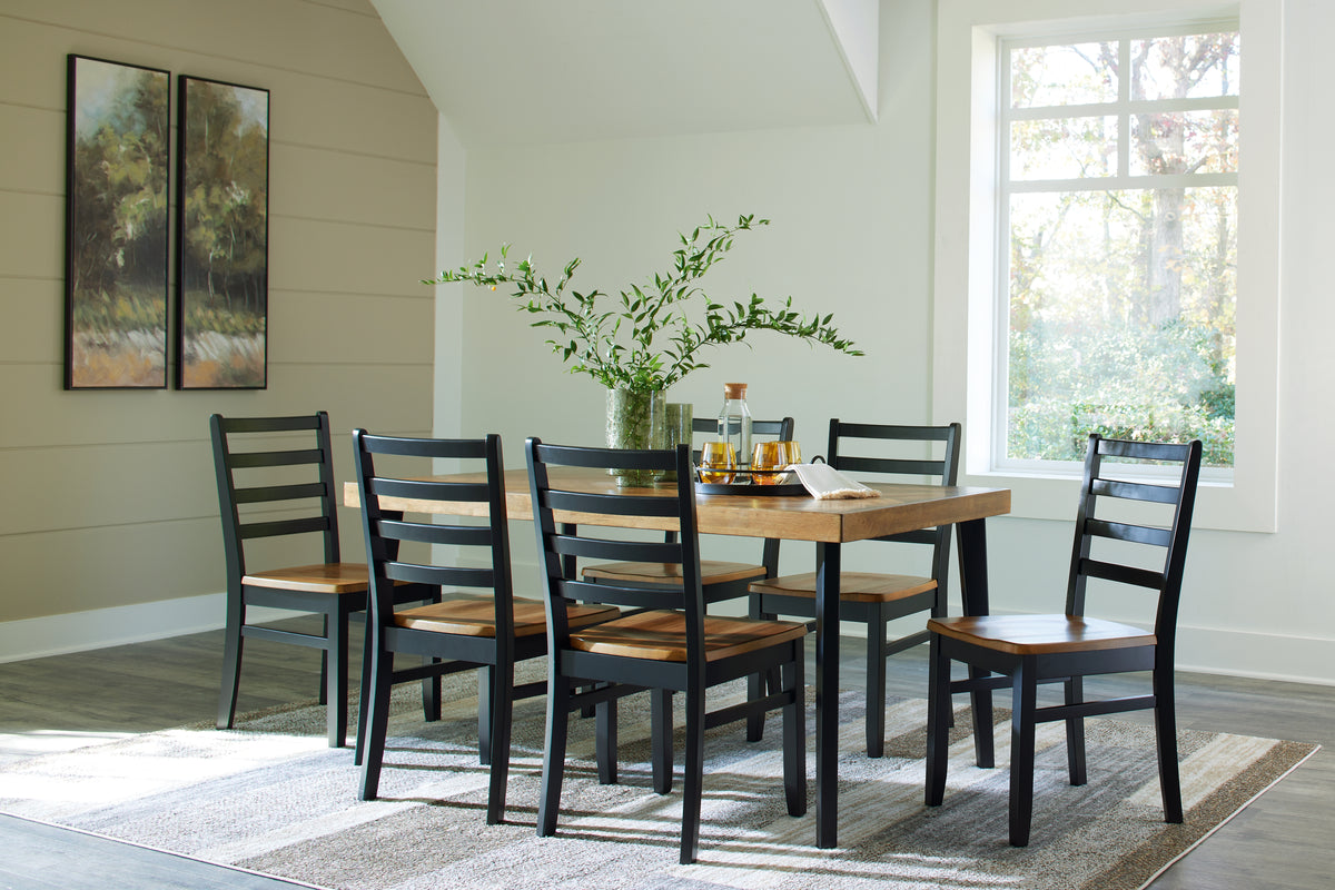Luxury Living Gallery - Ashley Furniture - Blondon Dining Room - RECT DRM Table Set (7/CN) / Brown/Black - D413-425