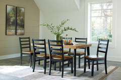 Luxury Living Gallery - Ashley Furniture - Blondon Dining Room - RECT DRM Table Set (7/CN) / Brown/Black - D413-425