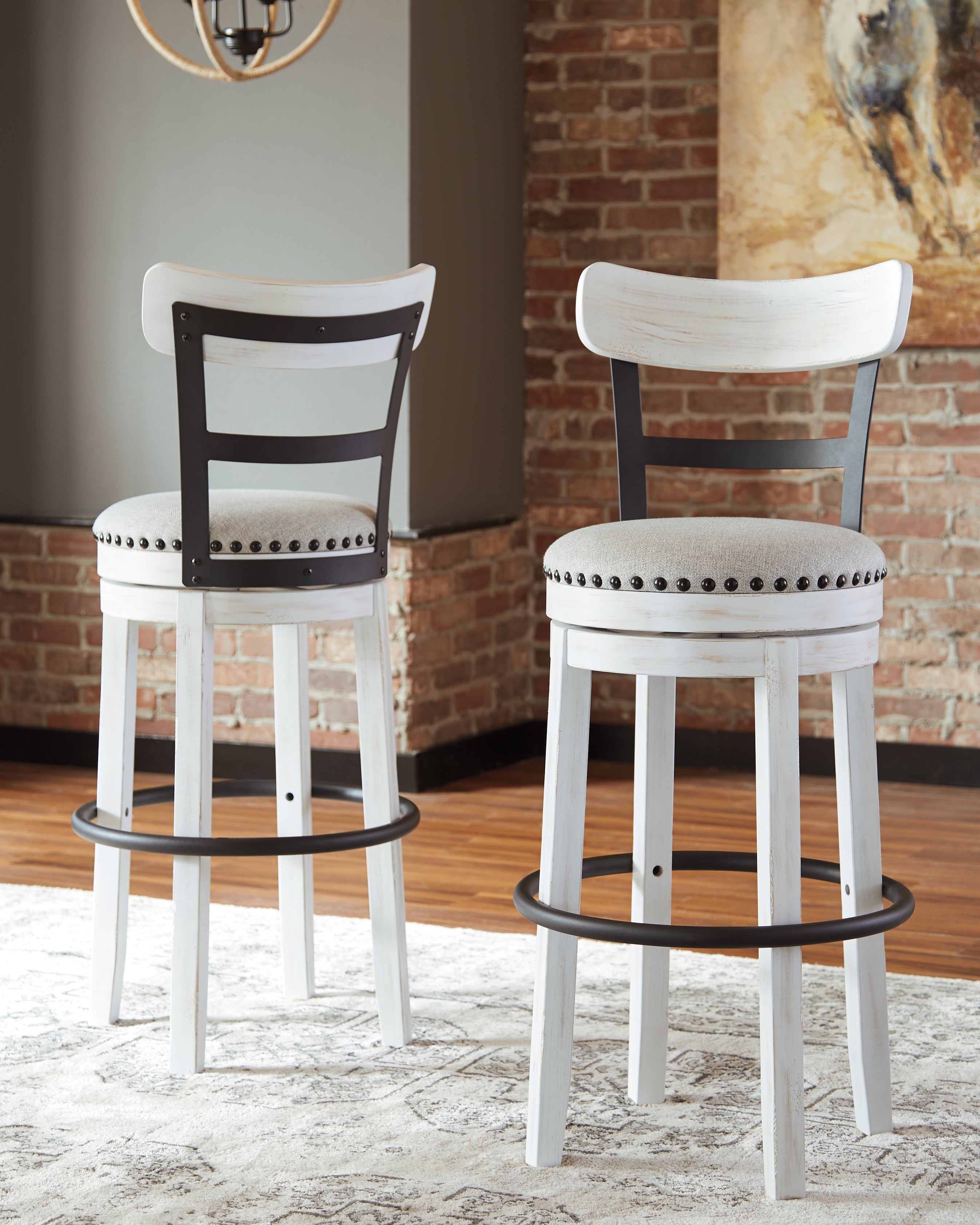 Luxury Living Gallery - Ashley Furniture - Valebeck Dining Room - Tall UPH Swivel Barstool(1/CN) / White - D546-530