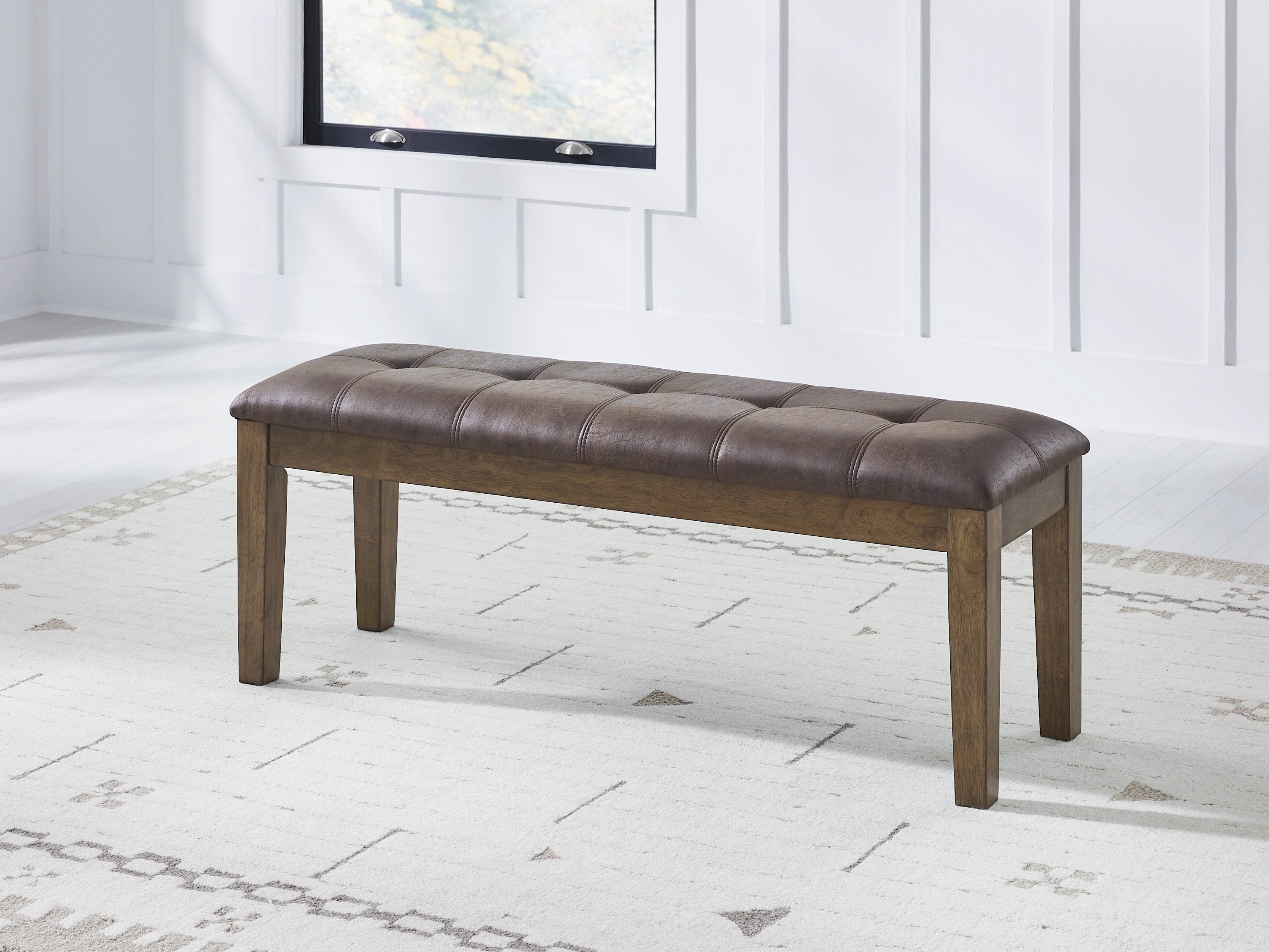 Luxury Living Gallery - Ashley Furniture - Urbinforte Dining Room - Large UPH Dining Room Bench / Light Brown / 50"W x 16"D x 19"H - PCD592-00