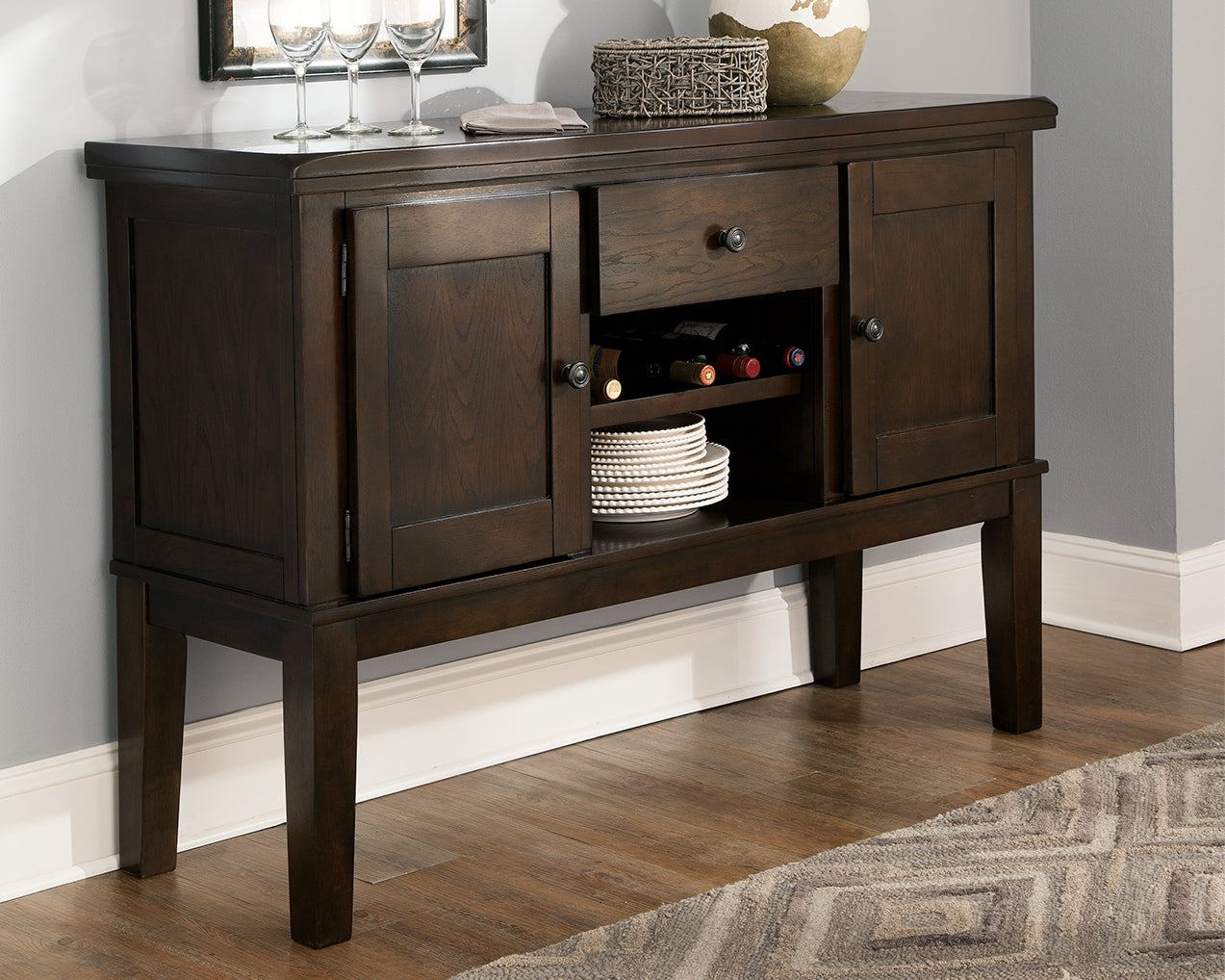 Luxury Living Gallery - Ashley Furniture - Haddigan Dining Room - Dining Room Server / Dark Brown - D596-60