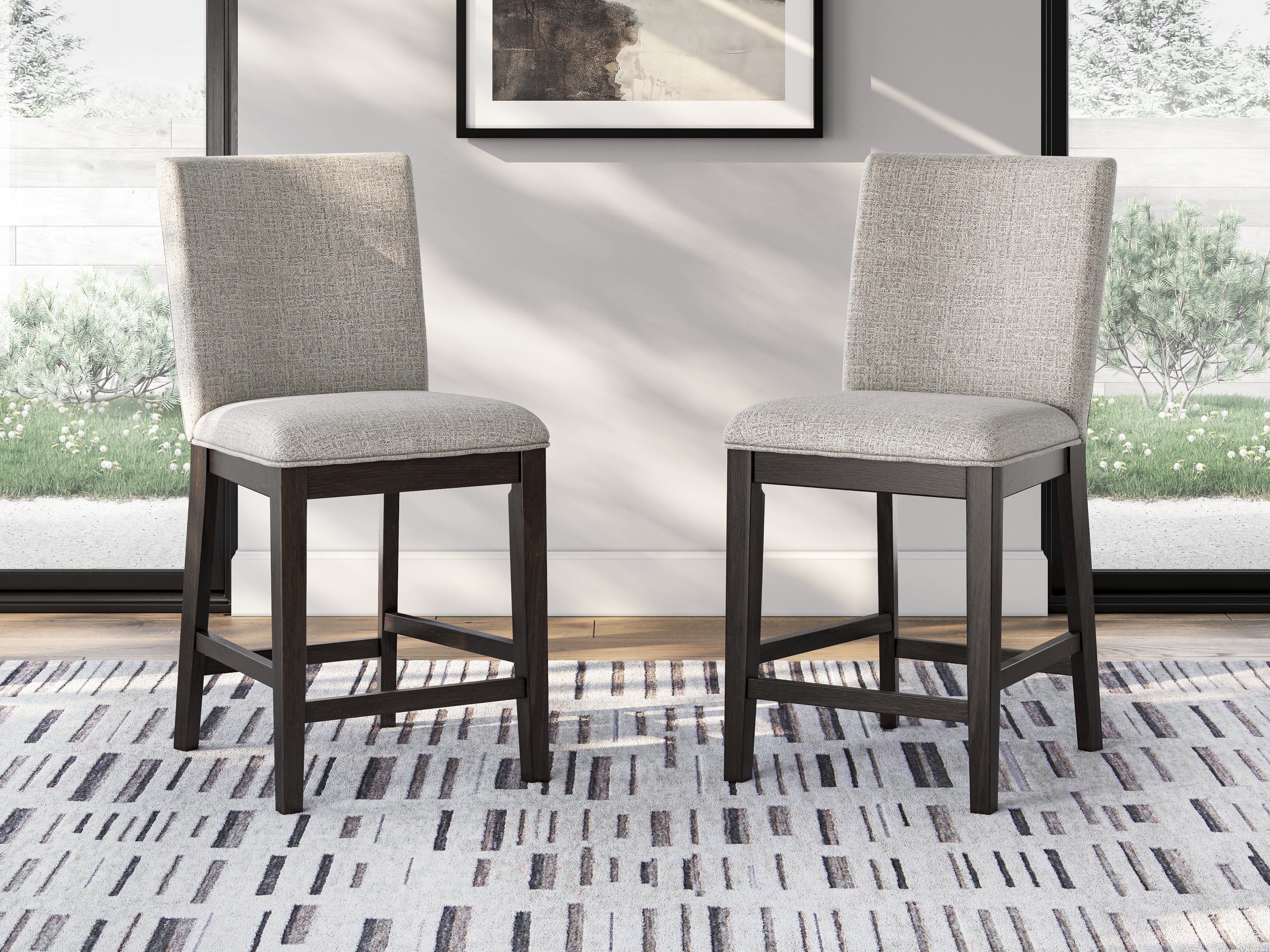 Luxury Living Gallery - Ashley Furniture - Neymorton Dining Room - Counter Height Barstool (Set of 2) / Dark Grayish Brown - D618-124X2