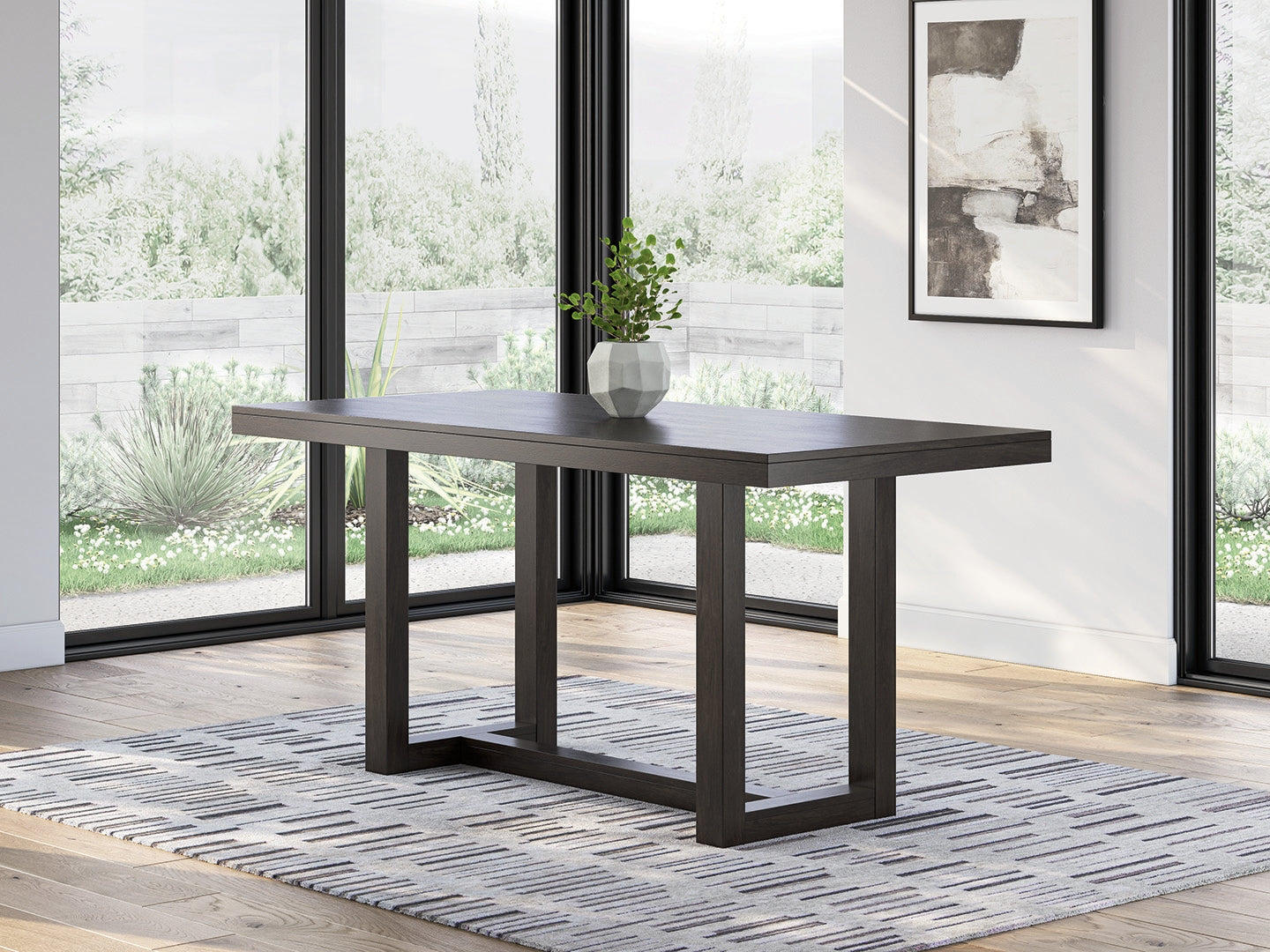 Luxury Living Gallery - Ashley Furniture - Neymorton Dining Room - RECT Dining Room Counter Table / Dark Grayish Brown - D618-13