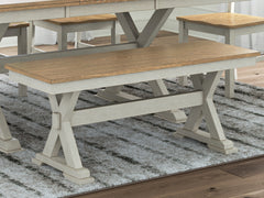 Luxury Living Gallery - Ashley Furniture - Purlaney 48" Dining Bench - Large Dining Room Bench / Antique White/Natural / 48"W x 16"D x 19"H - PCD627-00