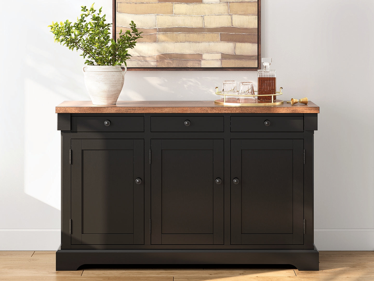 Luxury Living Gallery - Ashley Furniture - Wildenauer Dining Room - Dining Room Buffet / Brown/Black / 59"W x 18"D x 37"H - D634-80