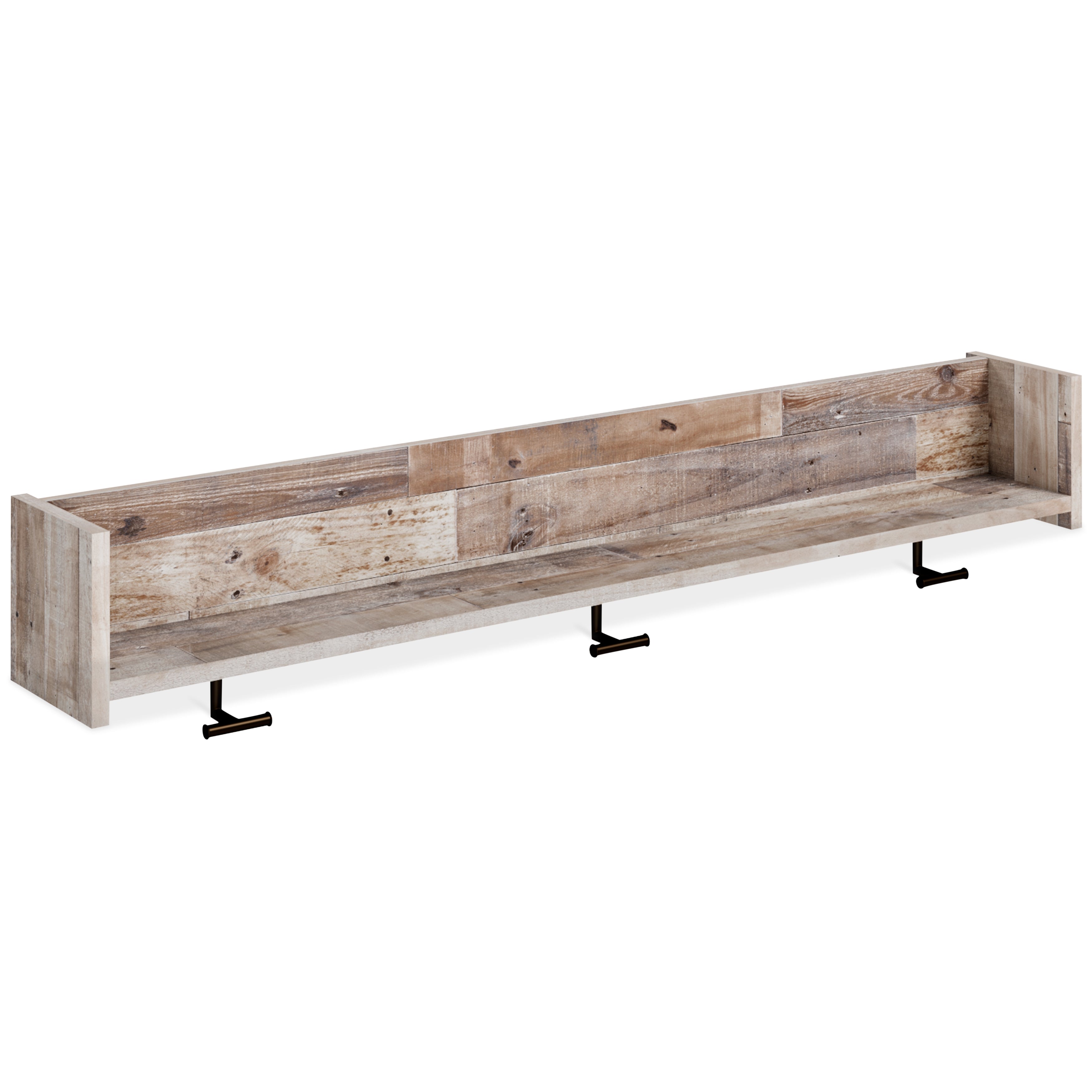 Luxury Living Gallery - Ashley Furniture - Neilsville Wall Decor - Wall Mounted Coat Rack w/Shelf / Whitewash - EA2320-151