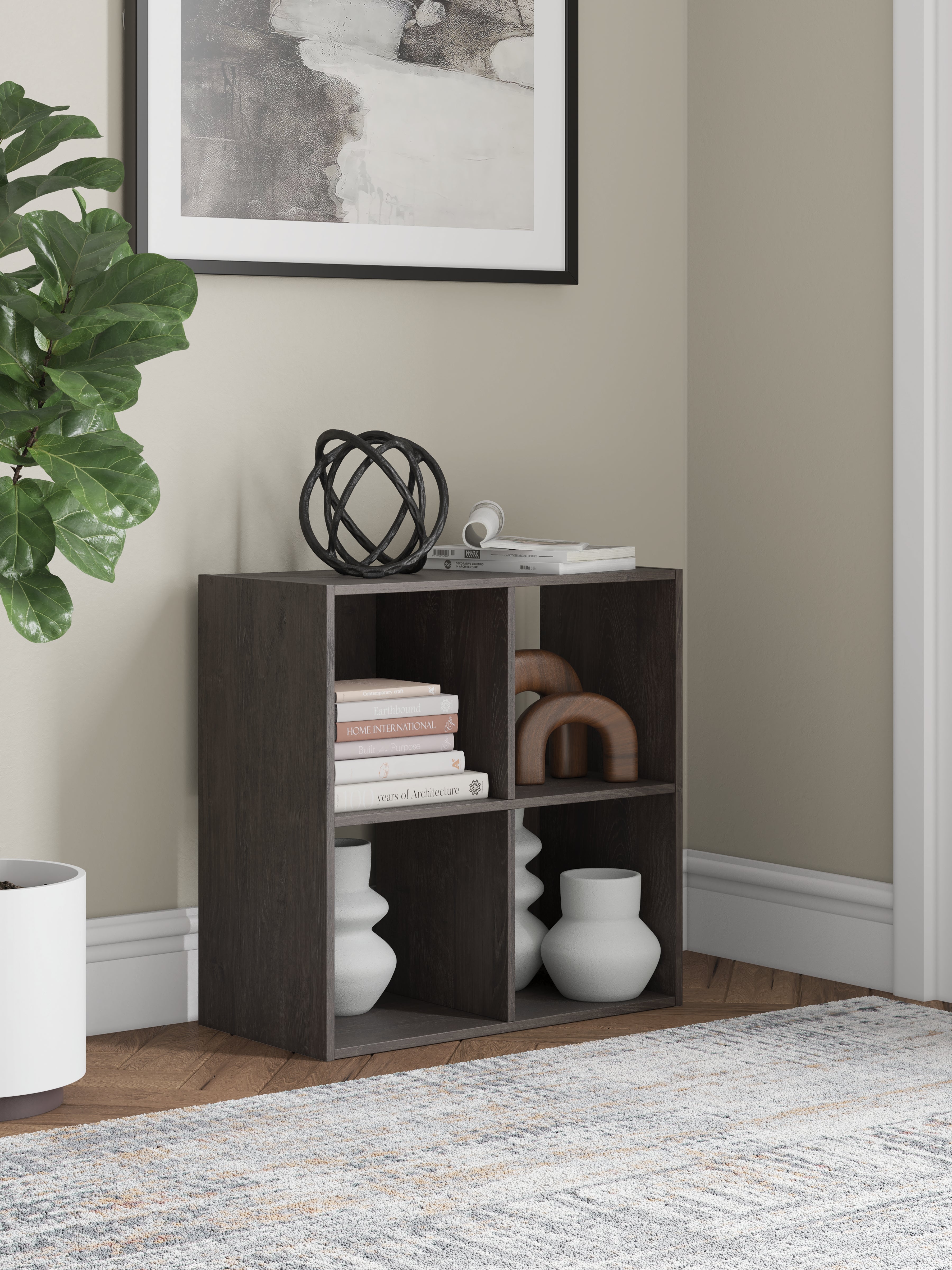 Luxury Living Gallery - Ashley Furniture - Piperton Four Cube Organizer - Four Cube Organizer / Charcoal - EA5514-2X2
