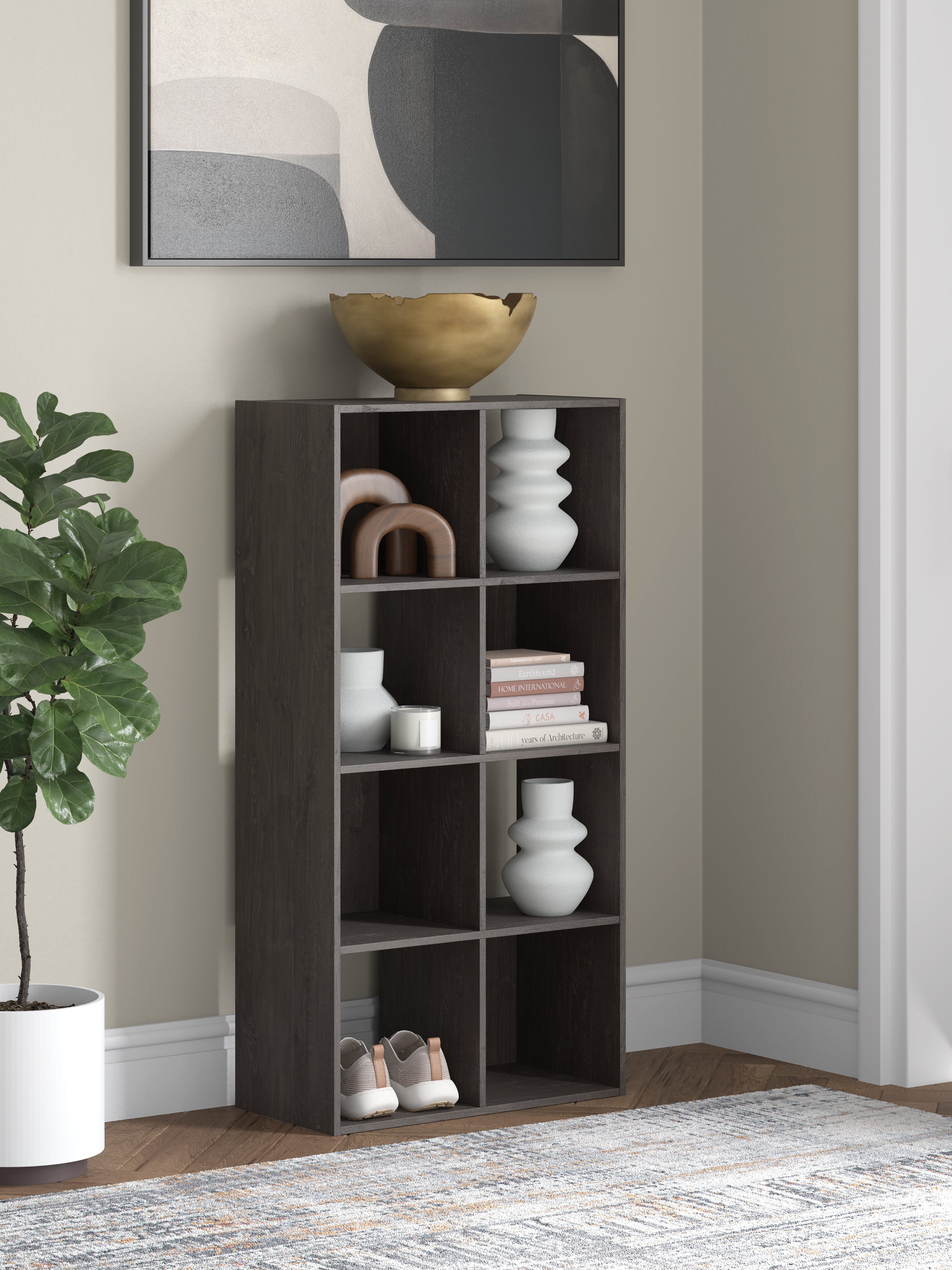 Luxury Living Gallery - Ashley Furniture - Piperton Eight Cube Organizer - Eight Cube Organizer / Charcoal - EA5514-4X2