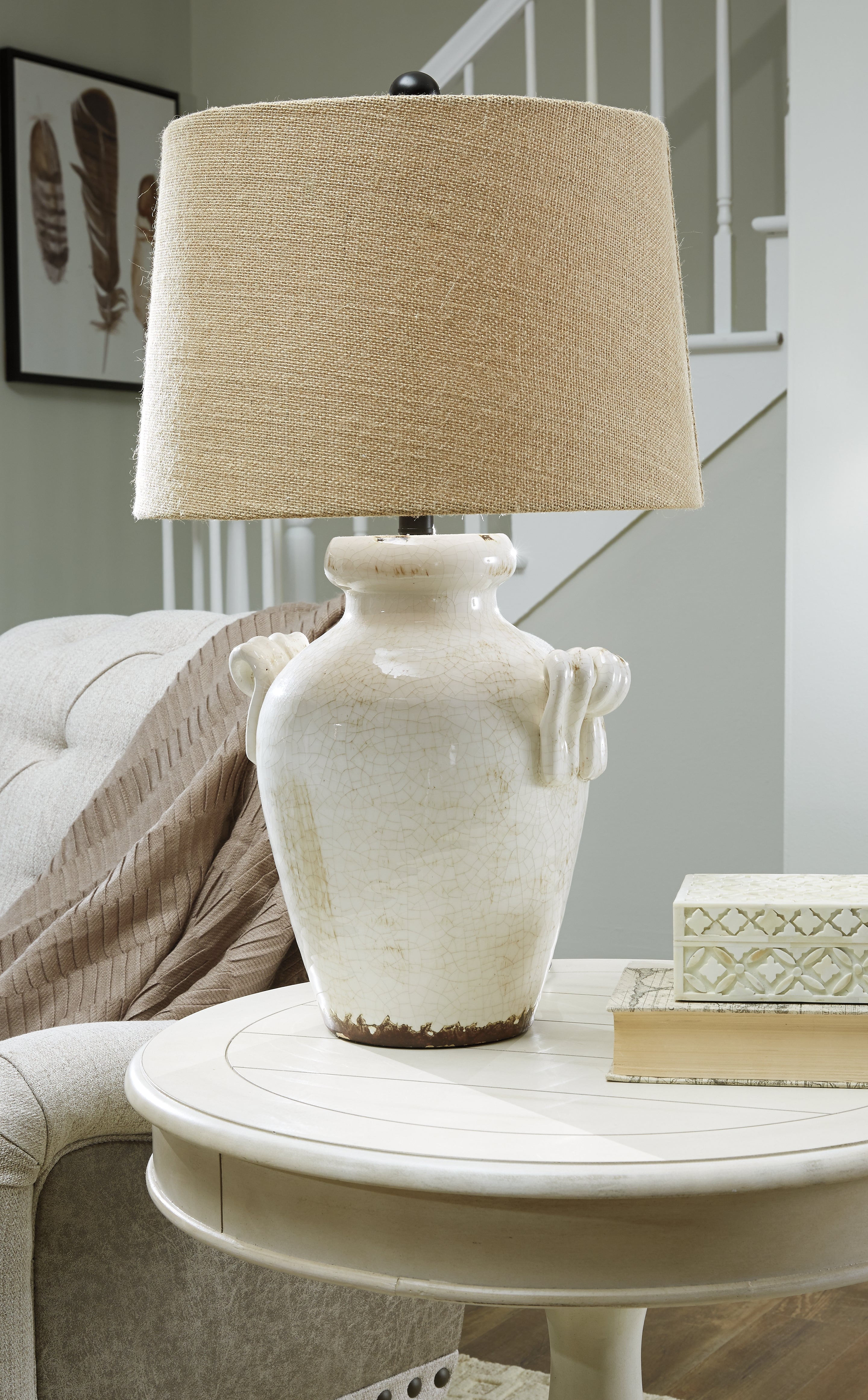 Luxury Living Gallery - Ashley Furniture - Emelda Lighting - Table Lamp (Set of 2) / Cream - L100664X2