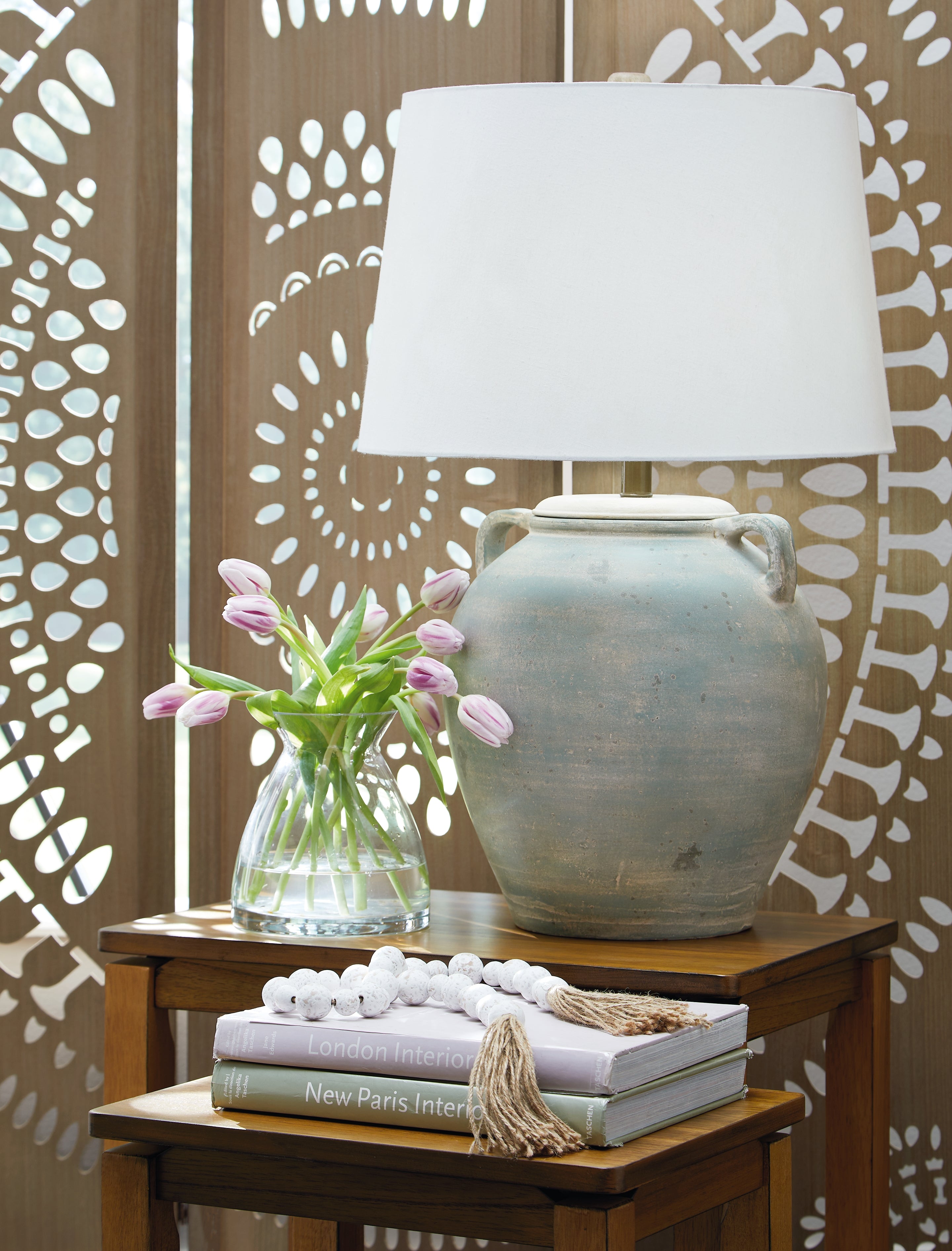 Luxury Living Gallery - Ashley Furniture - Shawburg Lighting - 2-Piece Lamp Set / Antique Green - L100814X2