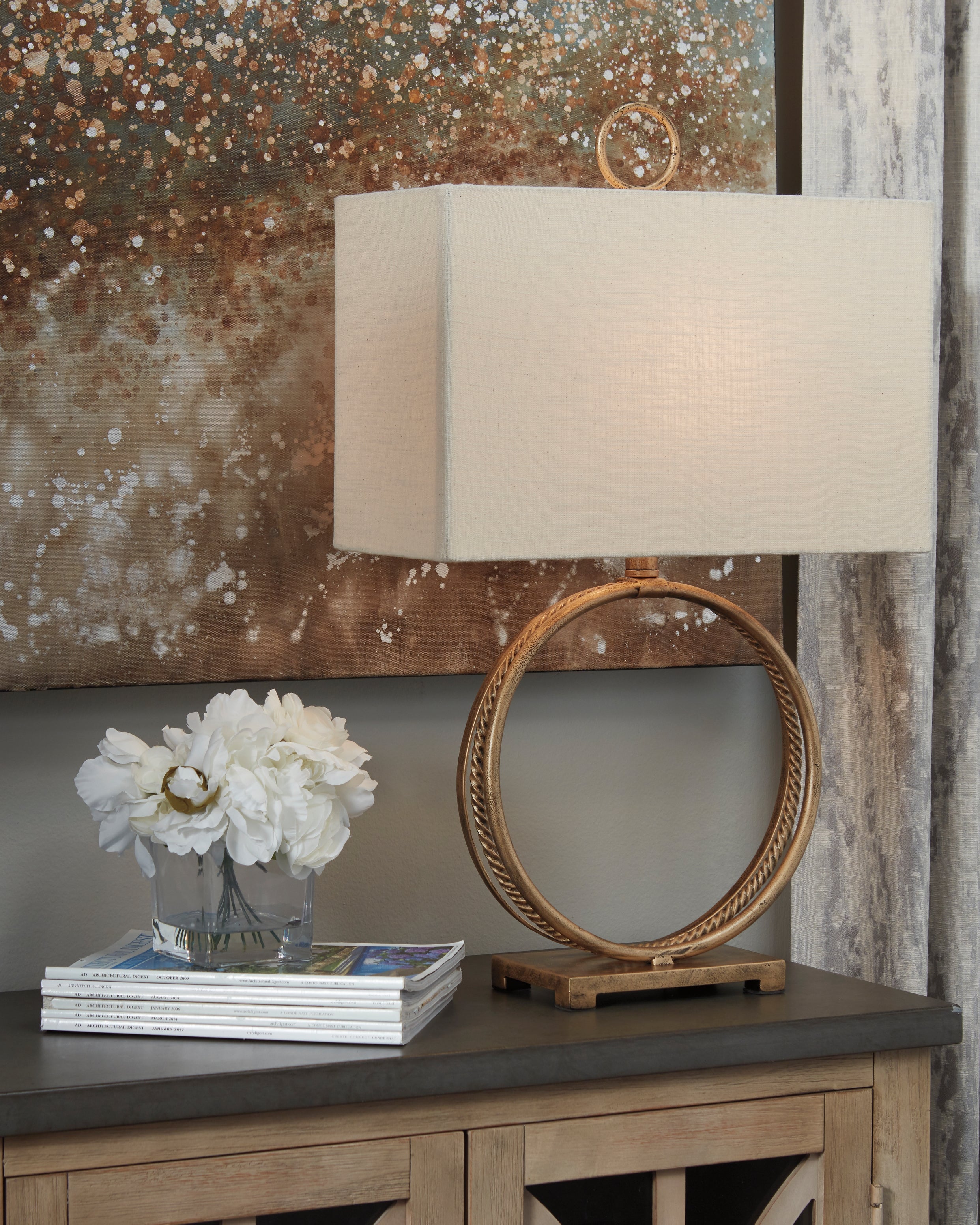Luxury Living Gallery - Ashley Furniture - Mahala Lighting - Table Lamp (Set of 2) / Antique Gold Finish - L208124X2