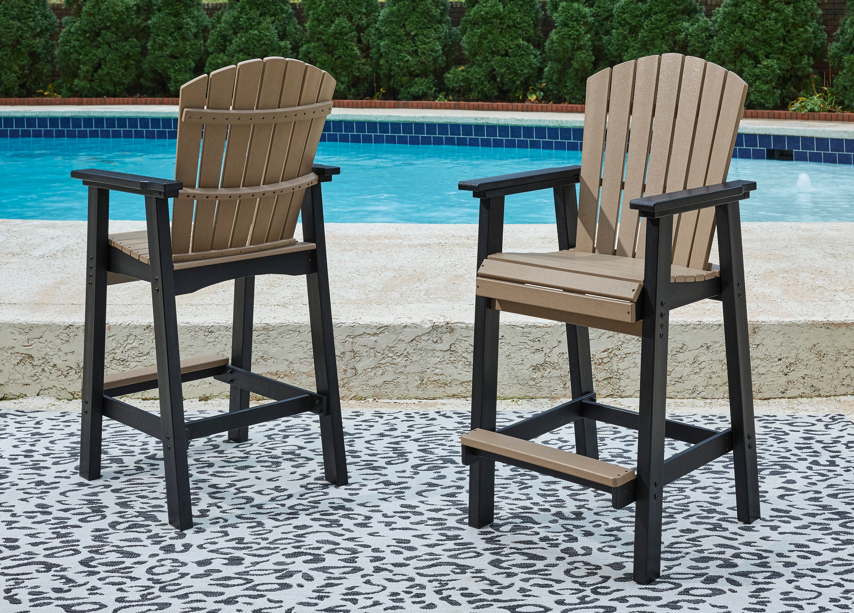 Luxury Living Gallery - Ashley Furniture - Fairen Trail Outdoor - Tall Barstool (Set of 2) / Black/Driftwood - P211-130