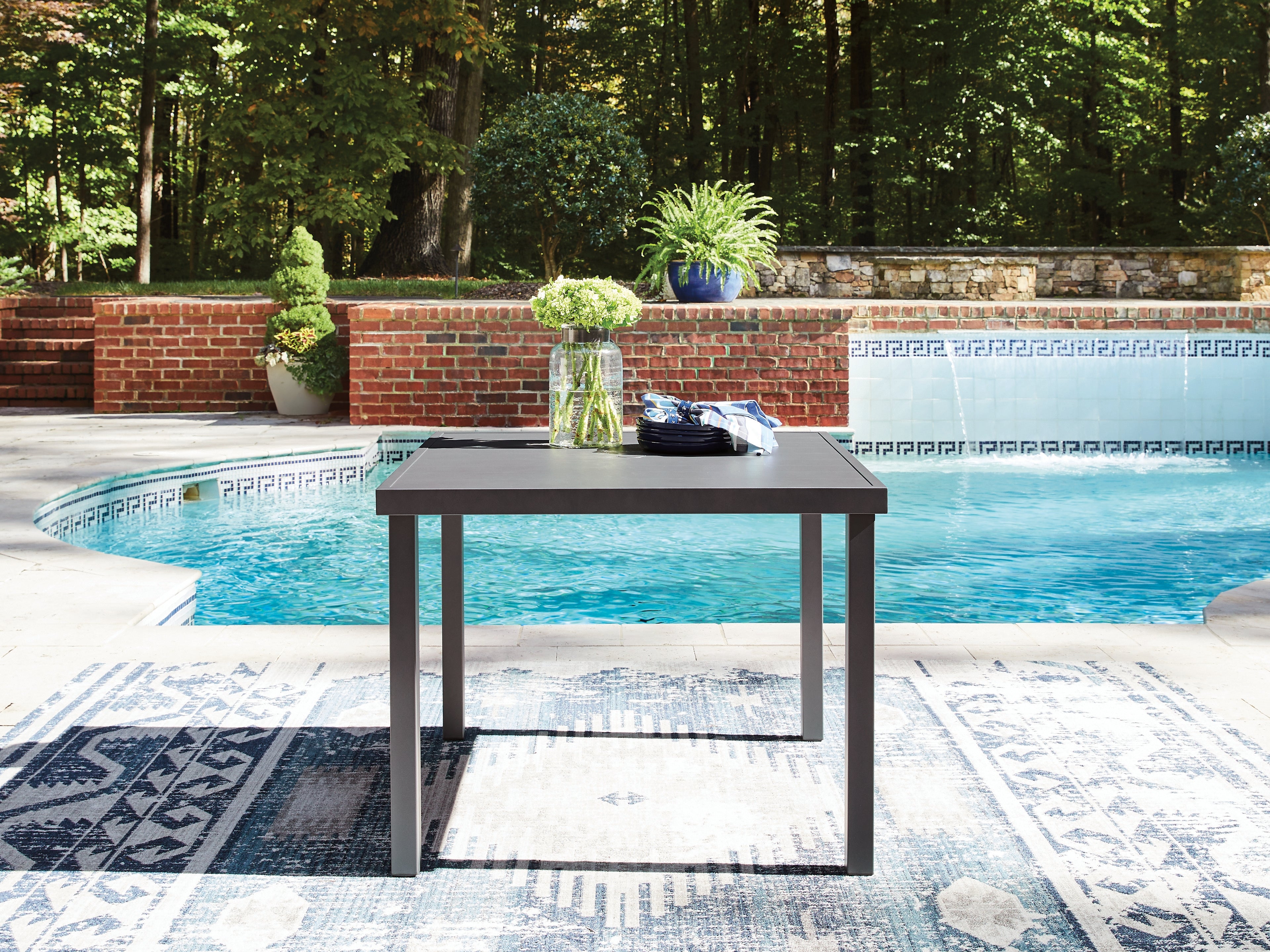 Luxury Living Gallery - Ashley Furniture - Rocky Creek Outdoor - Square Dining Table w/UMB OPT - PCP326-615