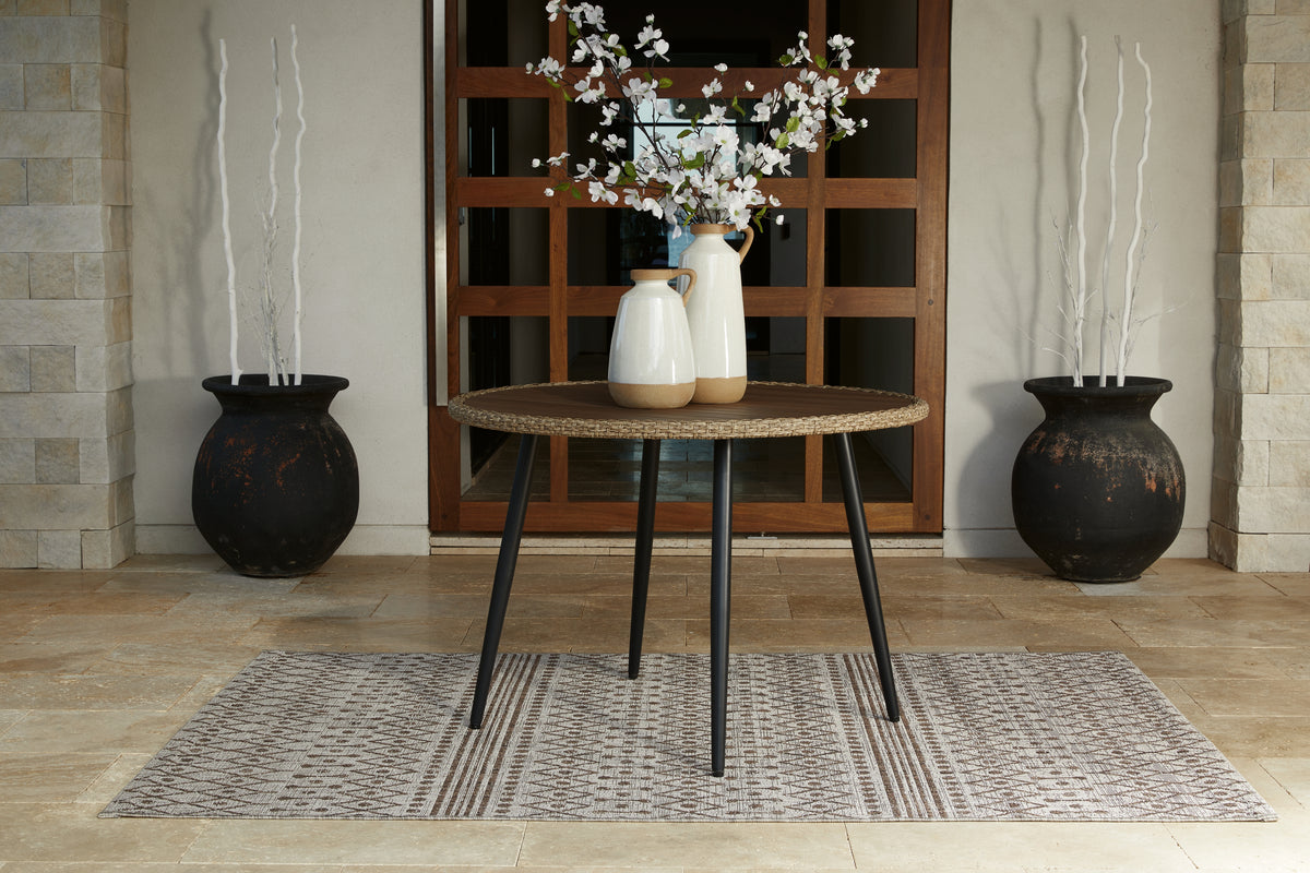 Luxury Living Gallery - Ashley Furniture - Amaris Outdoor - Round Dining Table / Brown/Black - P369-615