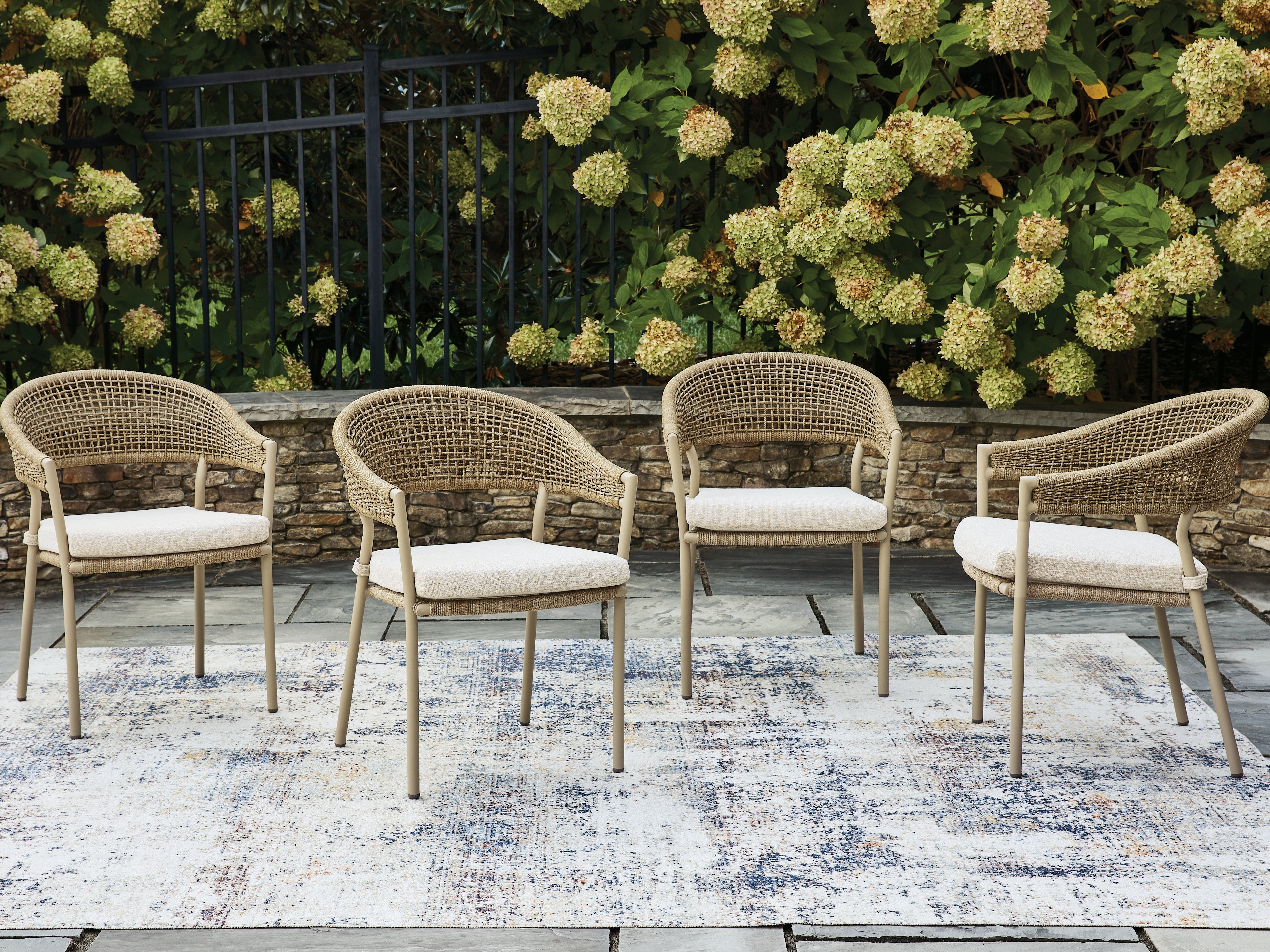 Luxury Living Gallery - Ashley Furniture - Orchard Beach Outdoor - Arm Chair With Cushion (4/CN) / Beige - PCP373-601A